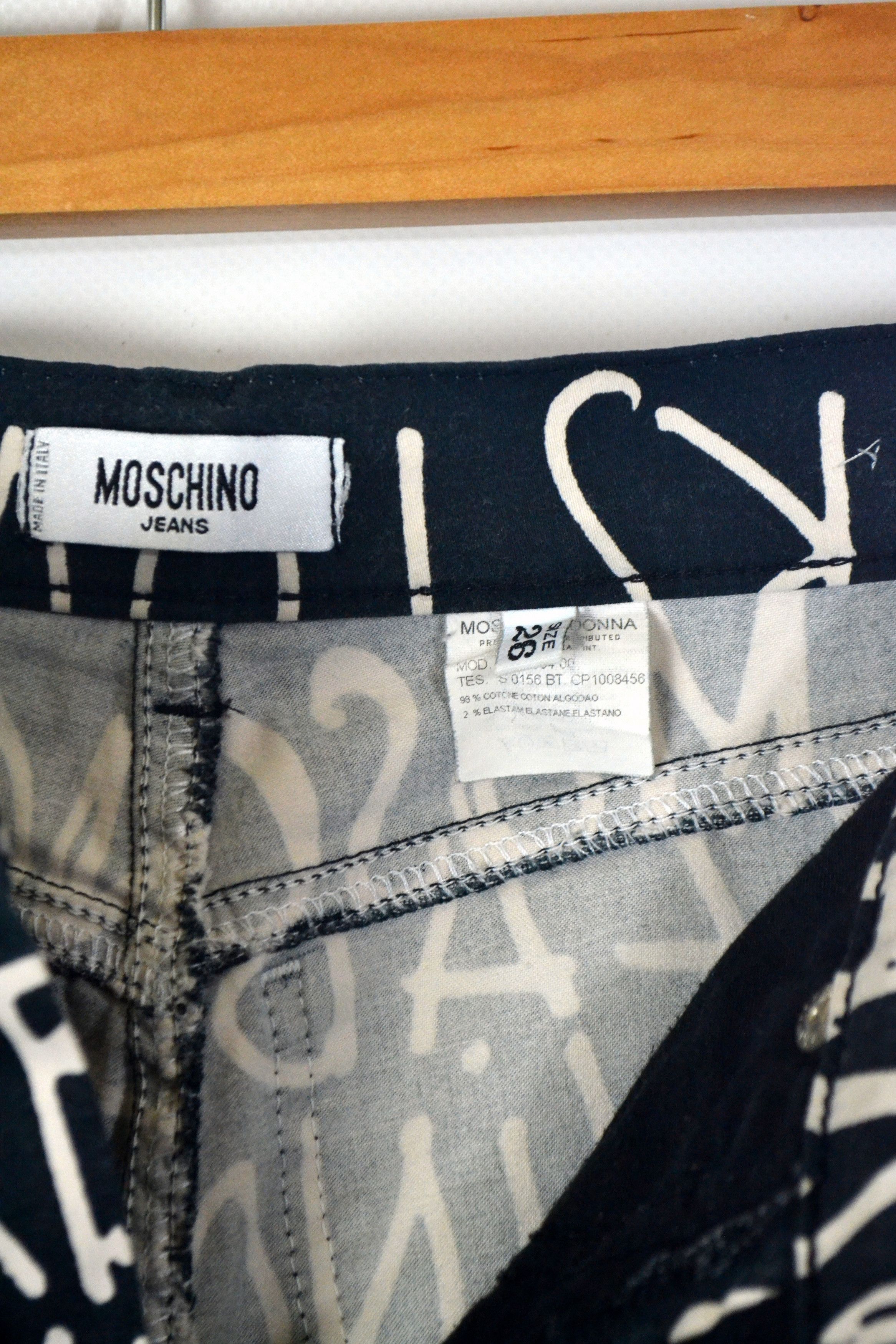 Moschino 90s RARE Vintage Moschino Alphabet ABC Print Jeans Pants Size 25" / US 0 / IT 36 - 10 Thumbnail
