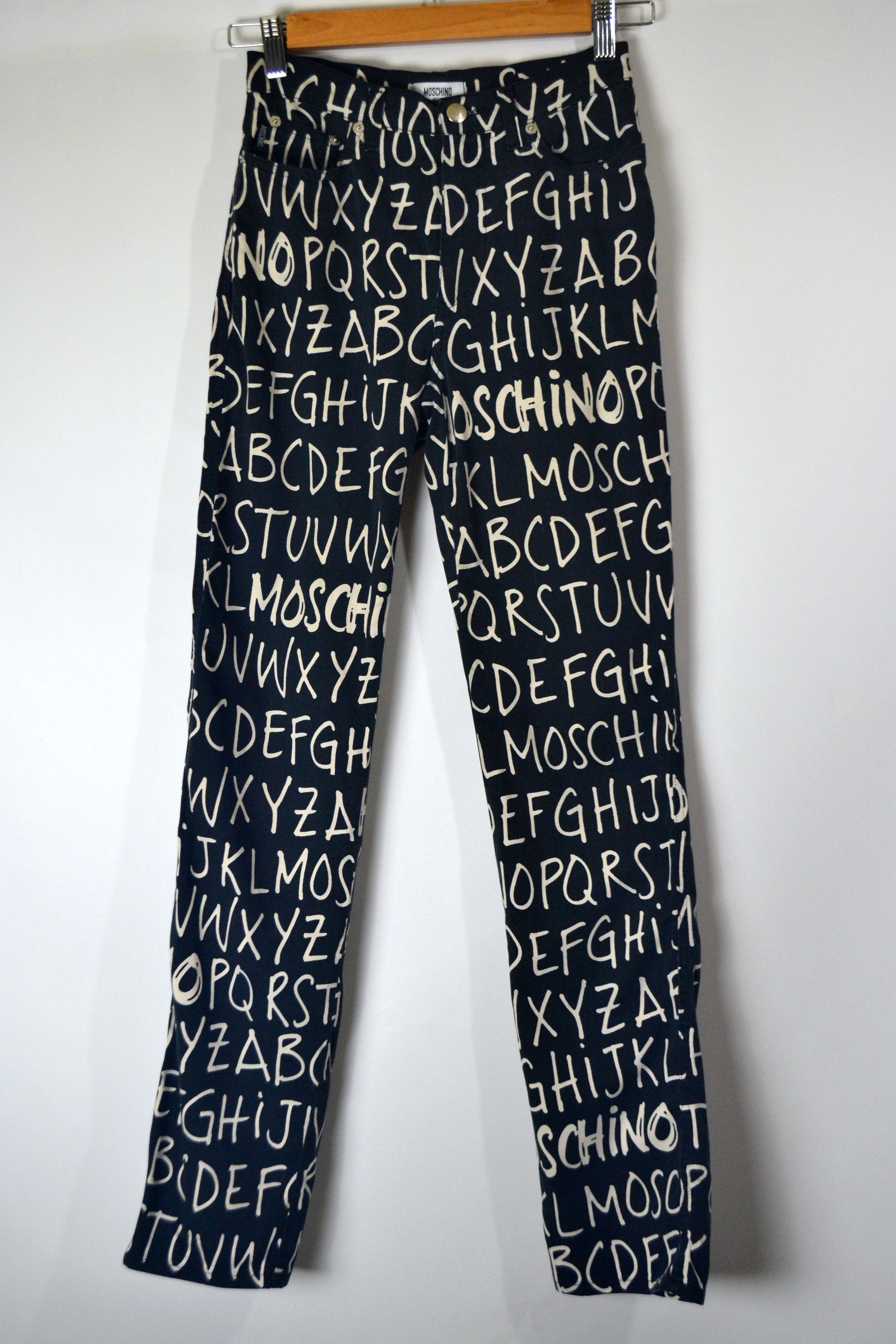 Moschino 90s RARE Vintage Moschino Alphabet ABC Print Jeans Pants Size 25" / US 0 / IT 36 - 3 Thumbnail