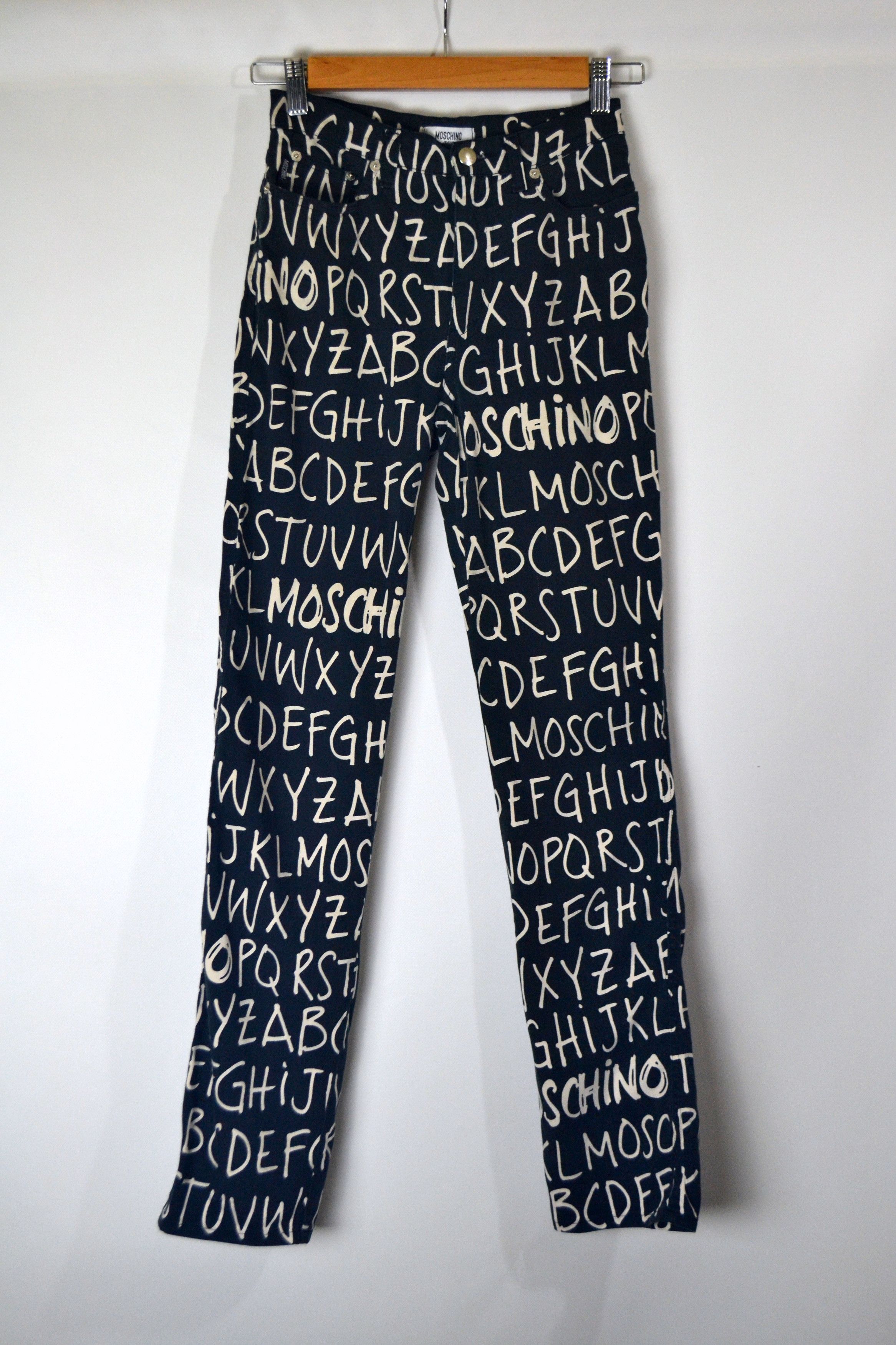 Moschino 90s RARE Vintage Moschino Alphabet ABC Print Jeans Pants Size 25" / US 0 / IT 36 - 1 Thumbnail