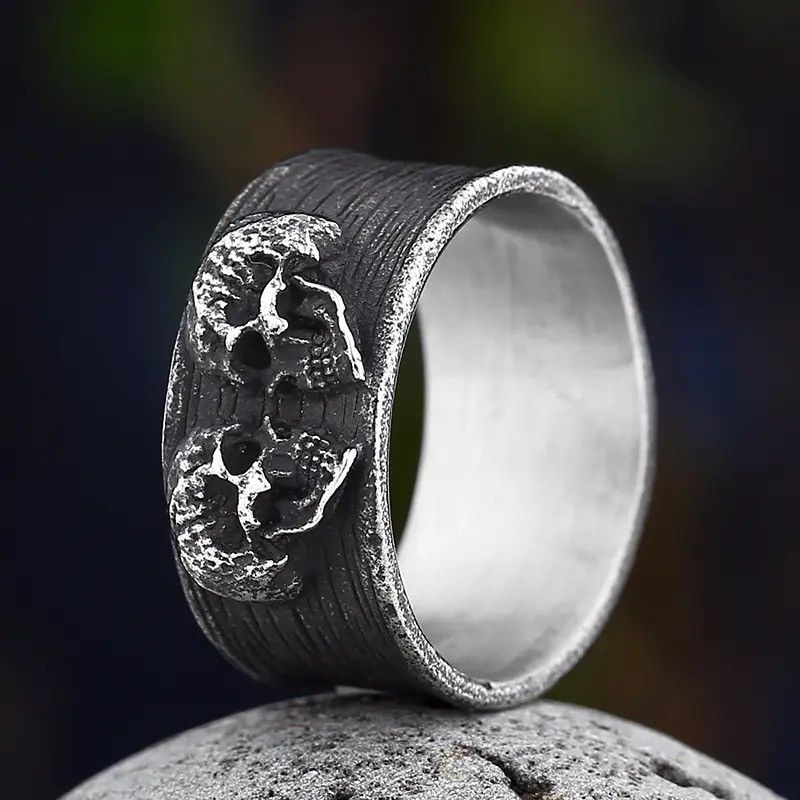 Jewelry Face To Face Double Skull Ring Size ONE SIZE - 3 Thumbnail