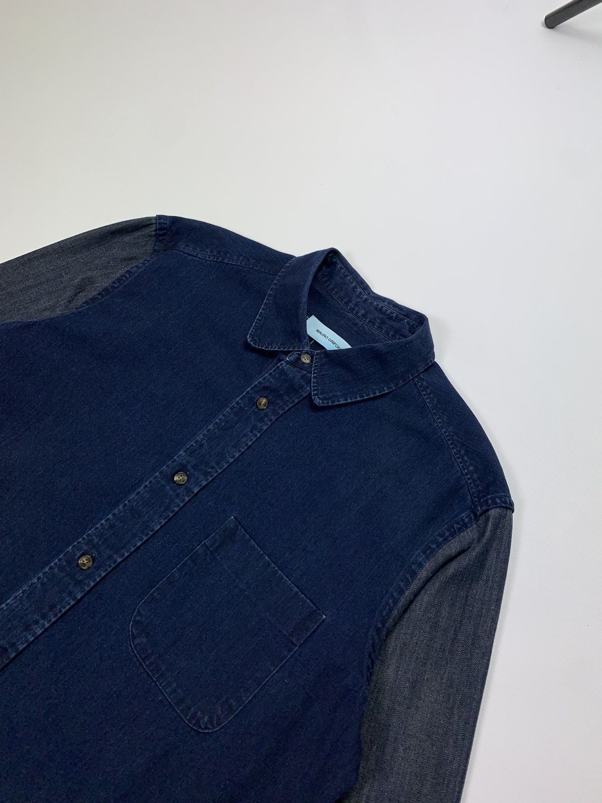 Designer Mauro Grifoni men’s designer denim shirt size 16 / 41 blue Size US L / EU 52-54 / 3 - 3 Thumbnail