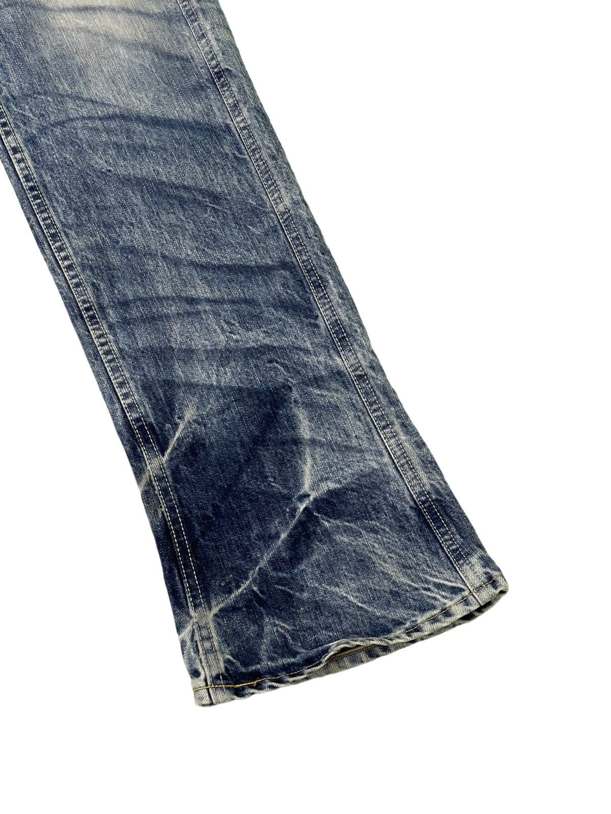 Japanese Brand Flare Jeans Blue Way Distress Denim Acid Wash Boot Cut 1🟦2 Size US 31 - 4 Thumbnail