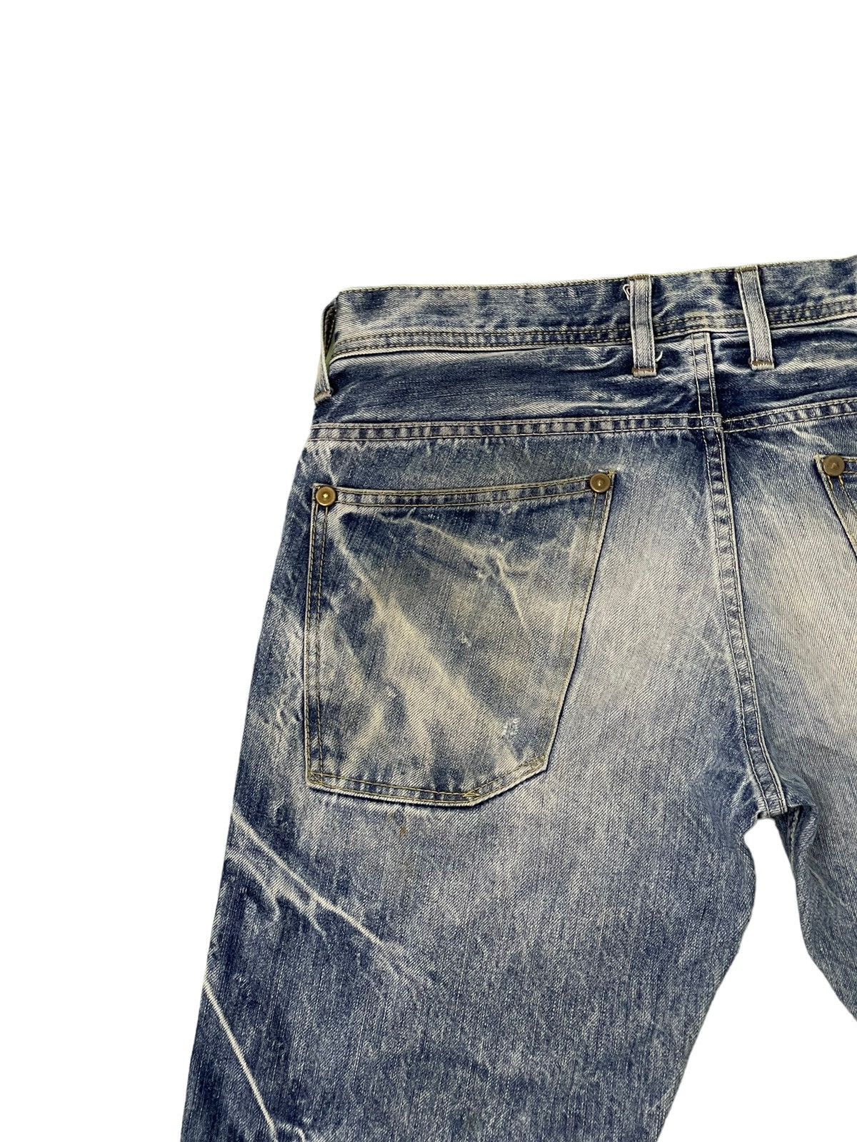 Japanese Brand Flare Jeans Blue Way Distress Denim Acid Wash Boot Cut 1🟦2 Size US 31 - 18 Thumbnail
