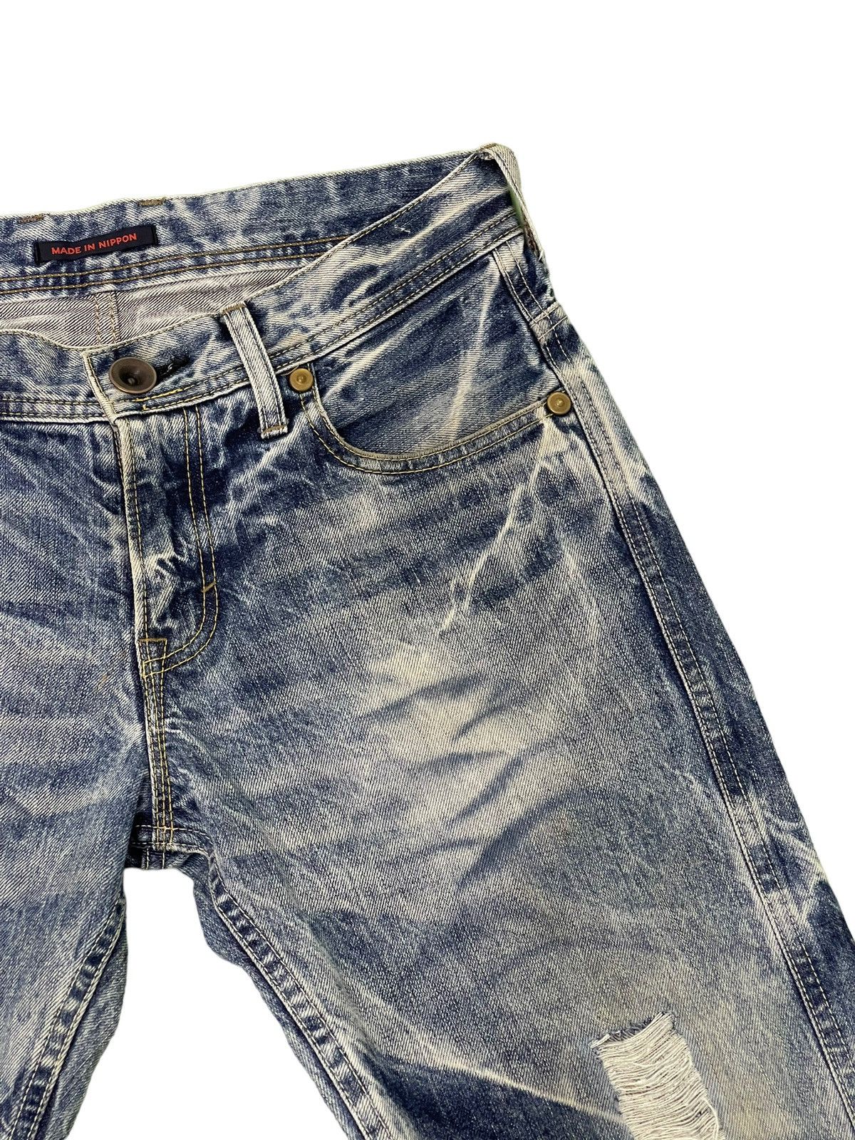 Japanese Brand Flare Jeans Blue Way Distress Denim Acid Wash Boot Cut 1🟦2 Size US 31 - 9 Thumbnail
