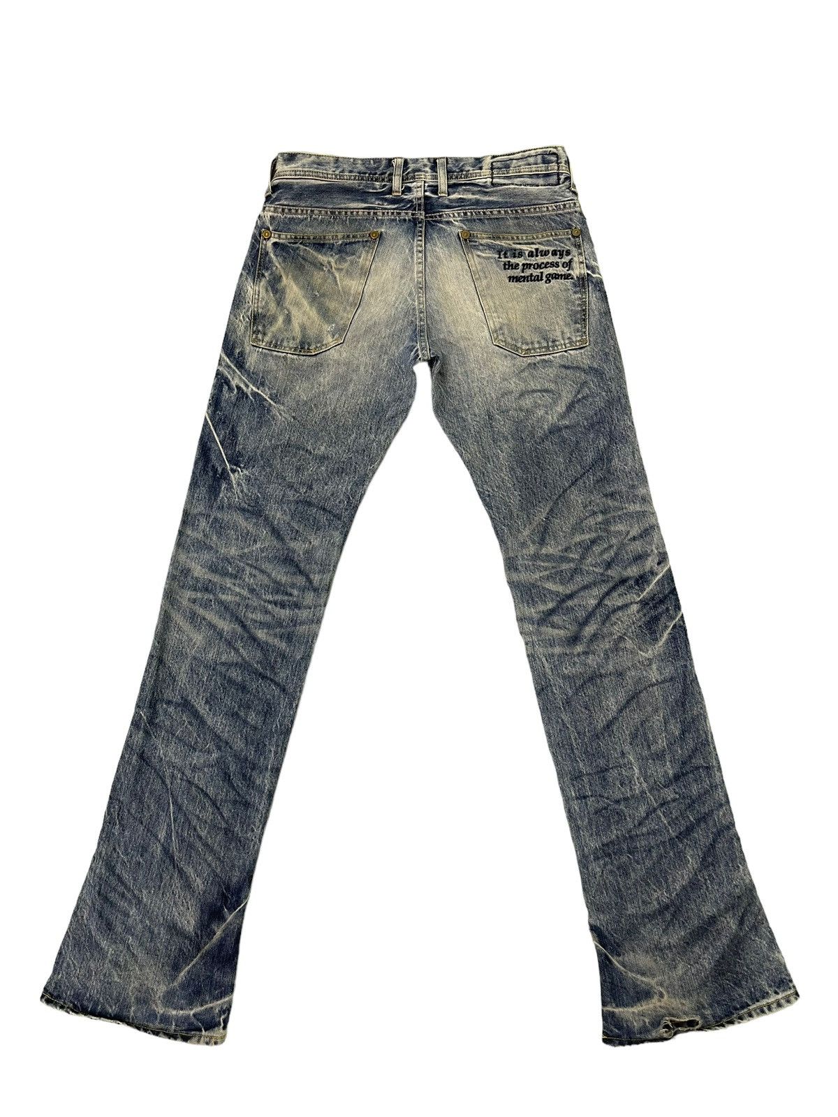 Japanese Brand Flare Jeans Blue Way Distress Denim Acid Wash Boot Cut 1🟦2 Size US 31 - 11 Thumbnail