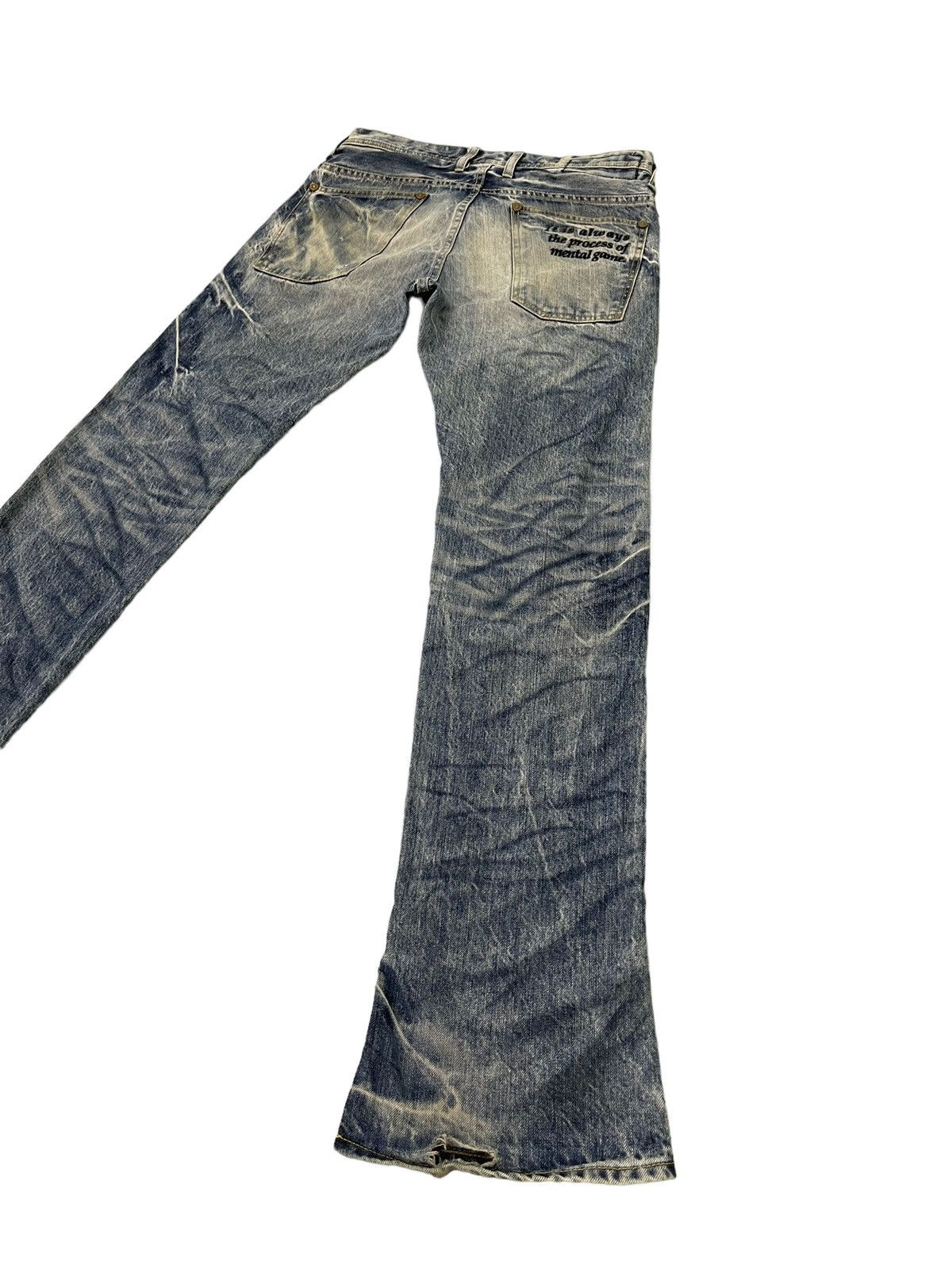 Japanese Brand Flare Jeans Blue Way Distress Denim Acid Wash Boot Cut 1🟦2 Size US 31 - 13 Thumbnail