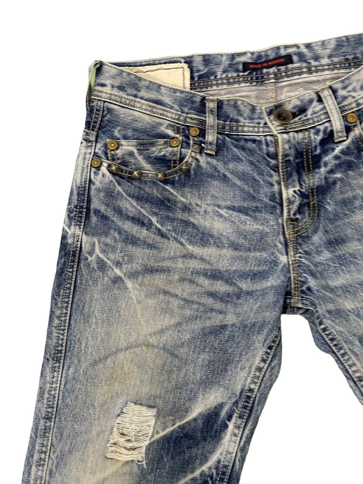 Japanese Brand Flare Jeans Blue Way Distress Denim Acid Wash Boot Cut 1🟦2 Size US 31 - 8 Thumbnail