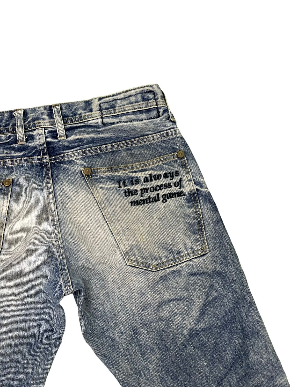 Japanese Brand Flare Jeans Blue Way Distress Denim Acid Wash Boot Cut 1🟦2 Size US 31 - 19 Thumbnail