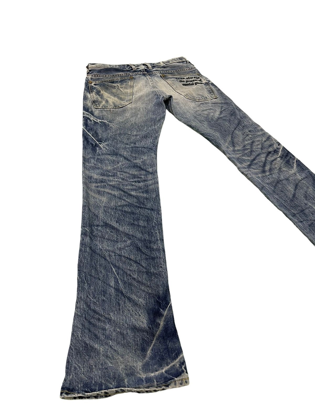 Japanese Brand Flare Jeans Blue Way Distress Denim Acid Wash Boot Cut 1🟦2 Size US 31 - 12 Thumbnail