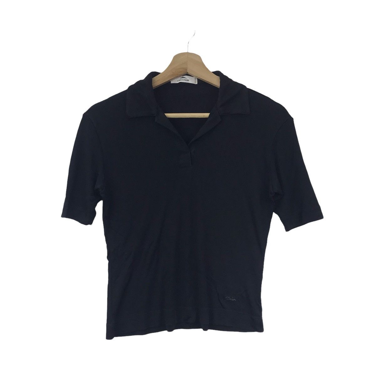 LONGCHAMP Italy Designer Black Strechable Black T shirt