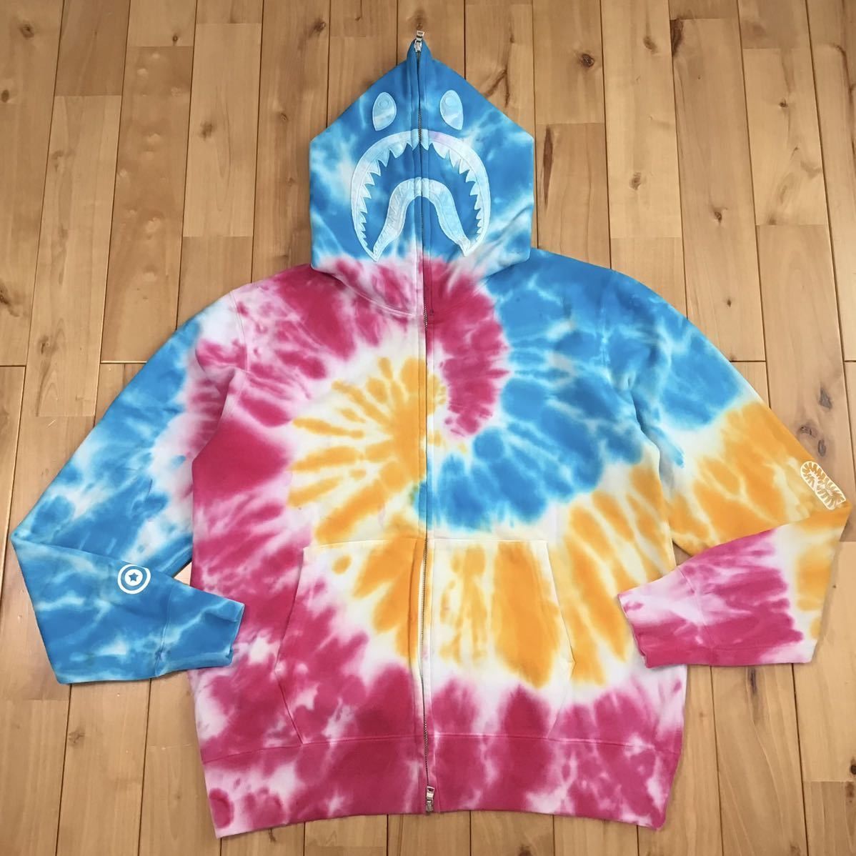 image of Bape Tie Dye Shark Full Zip Hoodie A Bathing Ape in Tye Dye, Men's (Size Large)