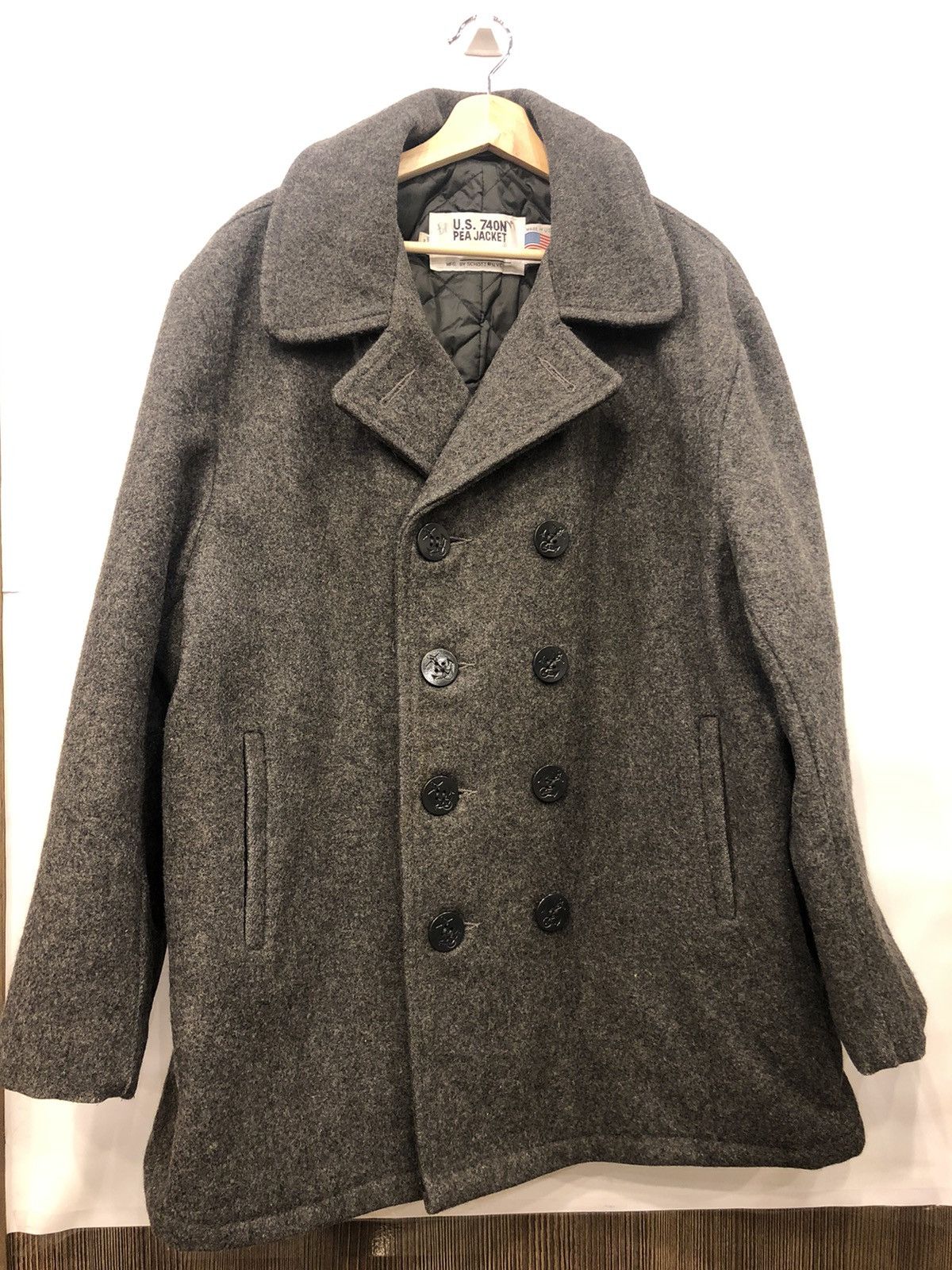 image of Made In USA x USN Vintage 40S Ww2 Official Uniform Us Navy Wool Pea Coat Usa in Grey (Size XL)