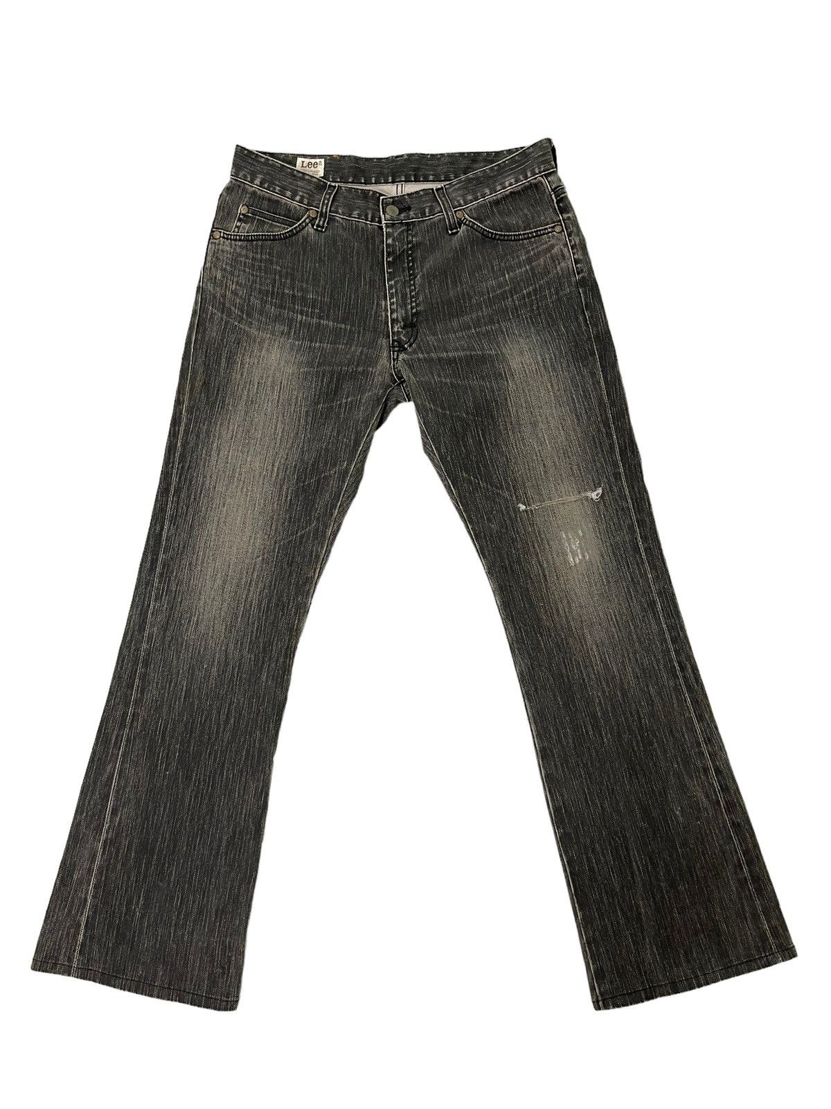 Japanese Brand Flare Jeans Lee Japan Stretch Denim Ripped Boot Cut 1🟦2 Size US 33 - 2 Thumbnail