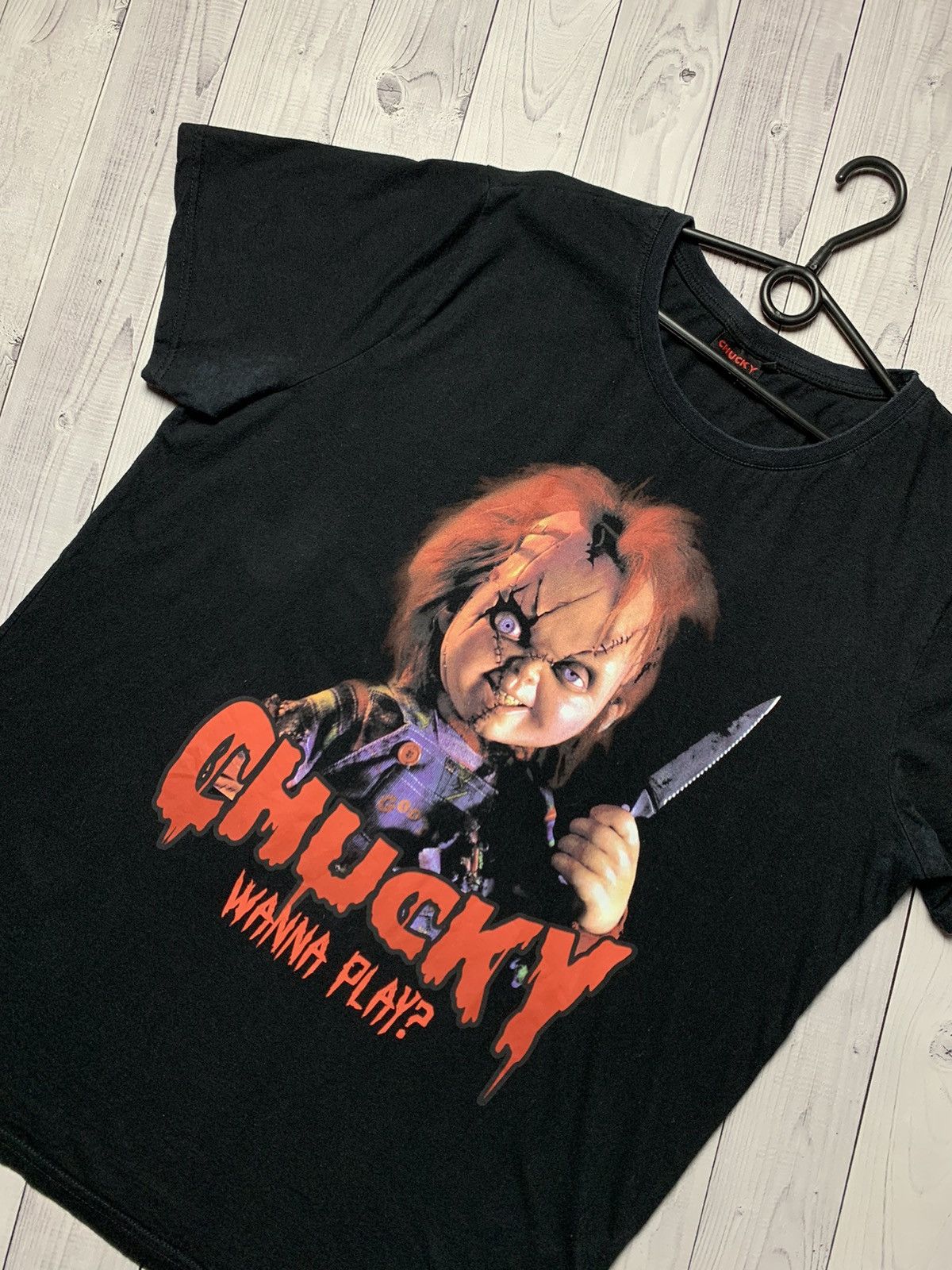 Vintage Chucky Wanna Play ? Horror Movie tee size L/XL Size US L / EU 52-54 / 3 - 2 Thumbnail