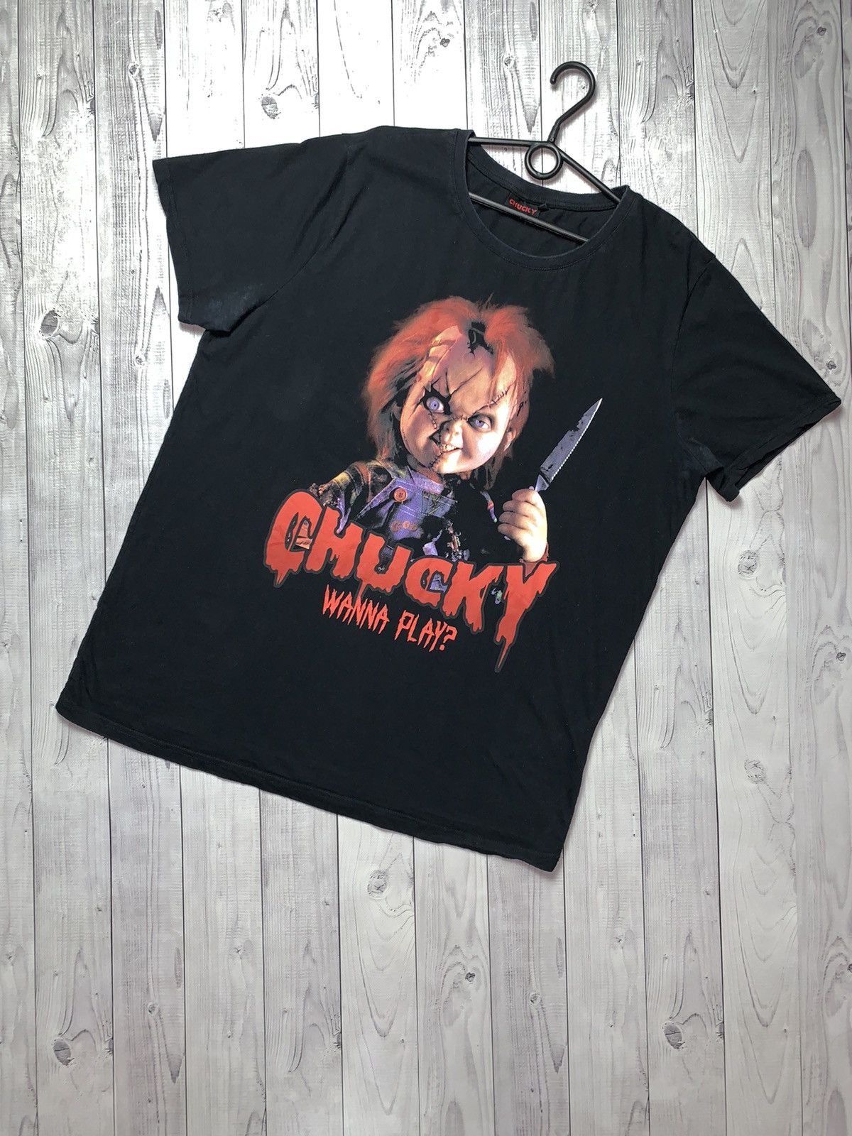 Vintage Chucky Wanna Play ? Horror Movie tee size L/XL Size US L / EU 52-54 / 3 - 1 Thumbnail