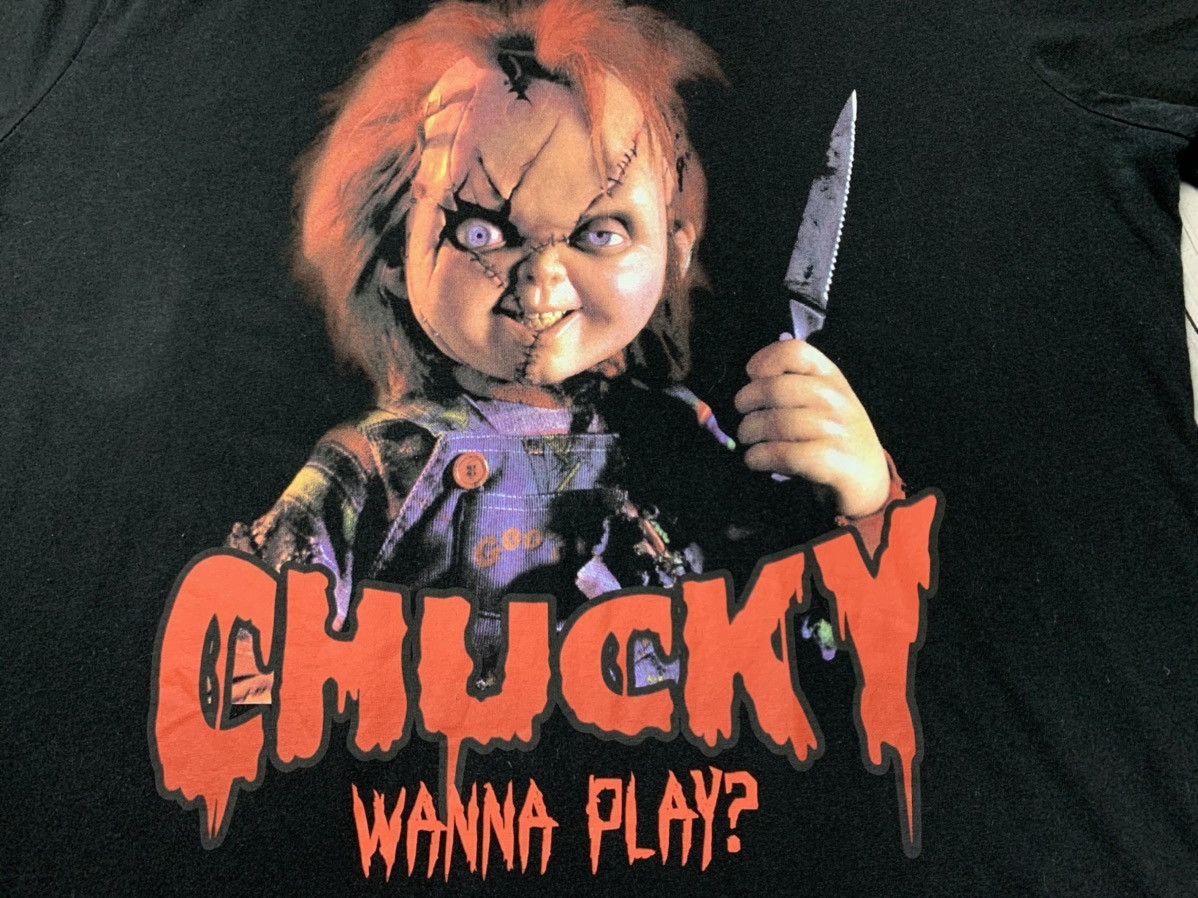 Vintage Chucky Wanna Play ? Horror Movie tee size L/XL Size US L / EU 52-54 / 3 - 5 Thumbnail