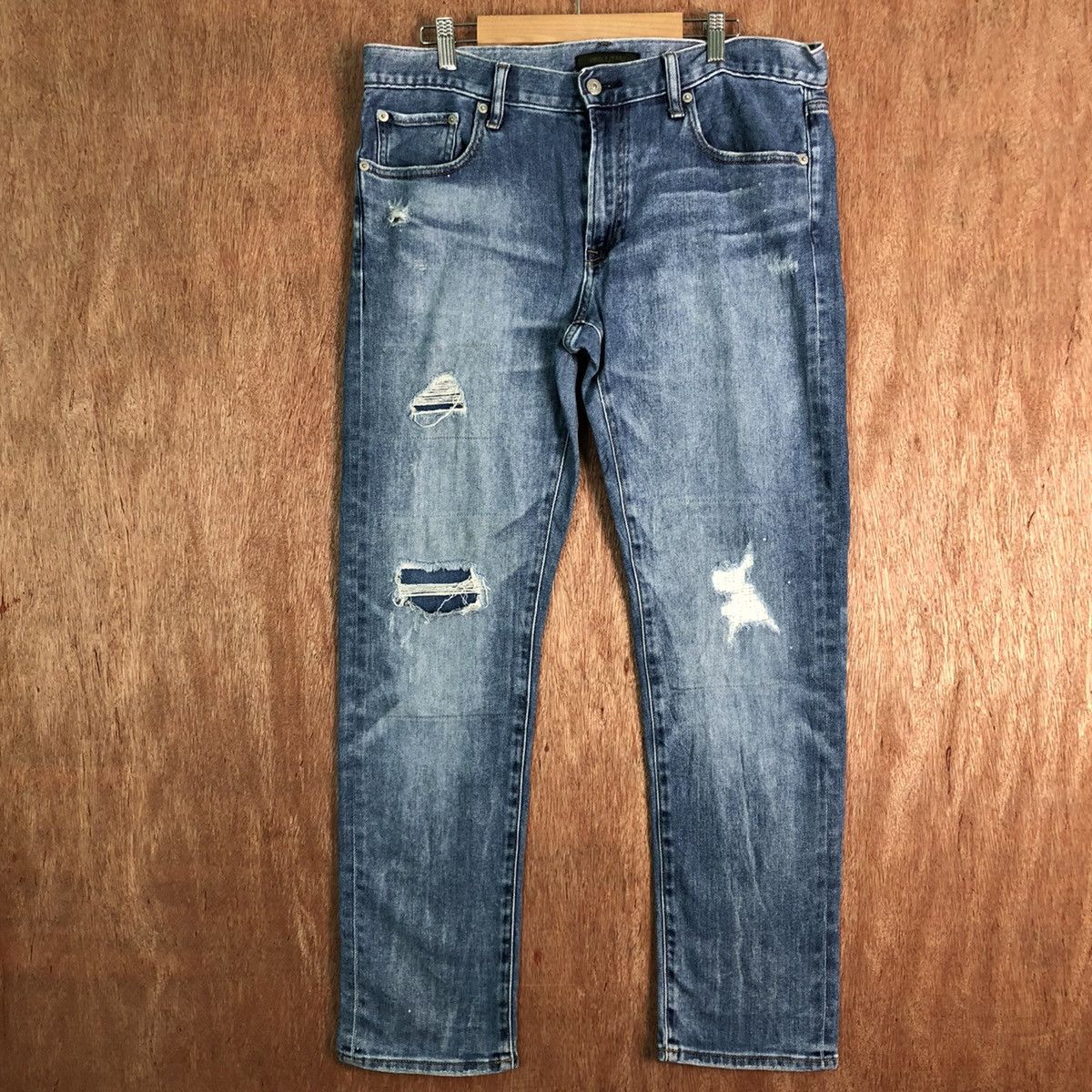 Japanese Brand DLL Uniqlo Distressed Blue Denim jeans Pants #c150 Size US 34 / EU 50 - 1 Thumbnail