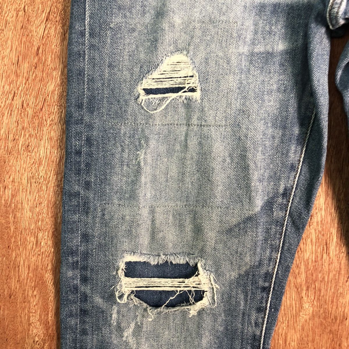 Japanese Brand DLL Uniqlo Distressed Blue Denim jeans Pants #c150 Size US 34 / EU 50 - 5 Thumbnail