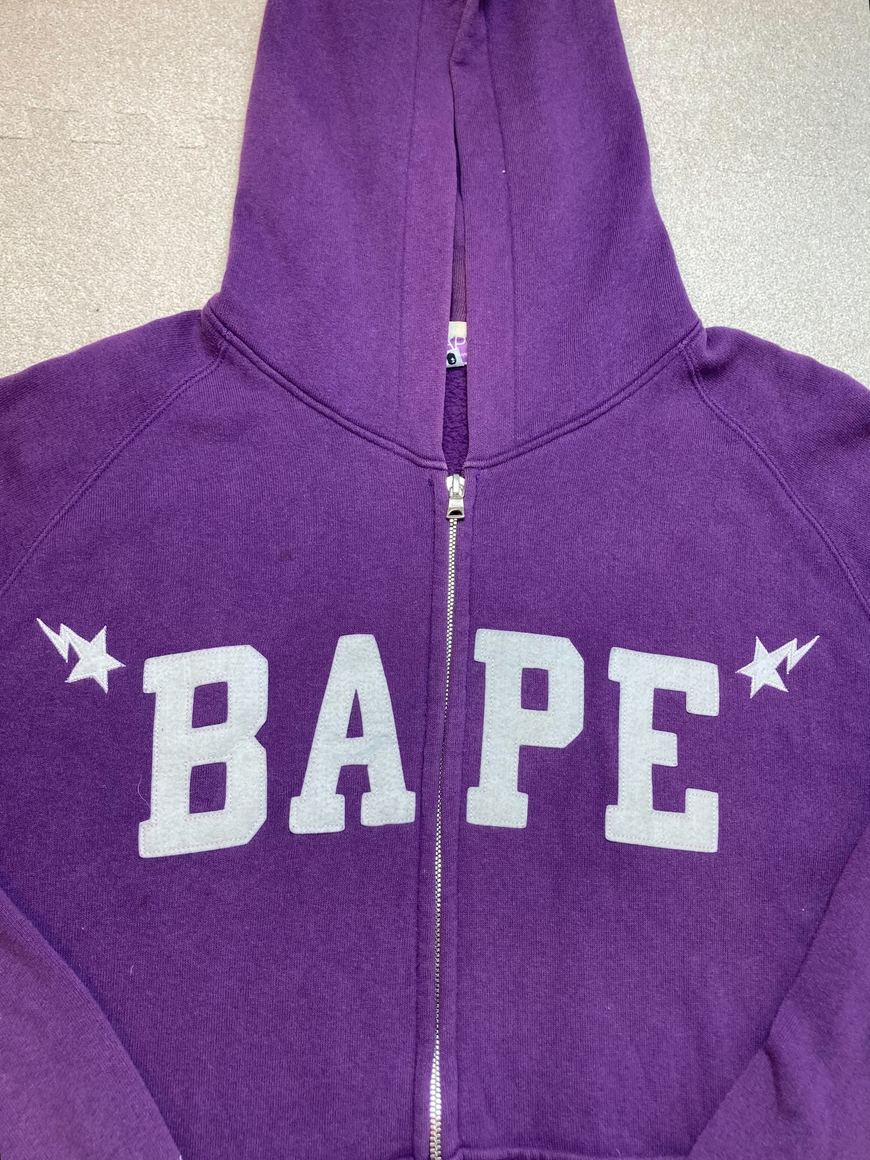 Bape Bape Purple Spell Out Bapesta Star Logo Zip Hoodie VTG | Grailed