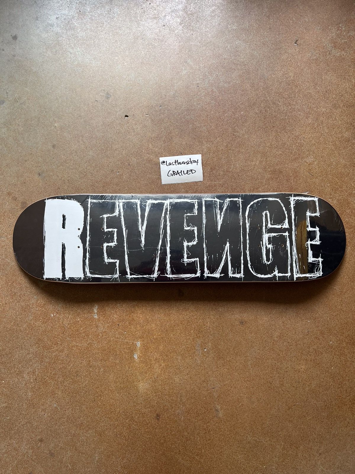 image of Revenge Sketch Logo Skateboard Deck Black, Men's