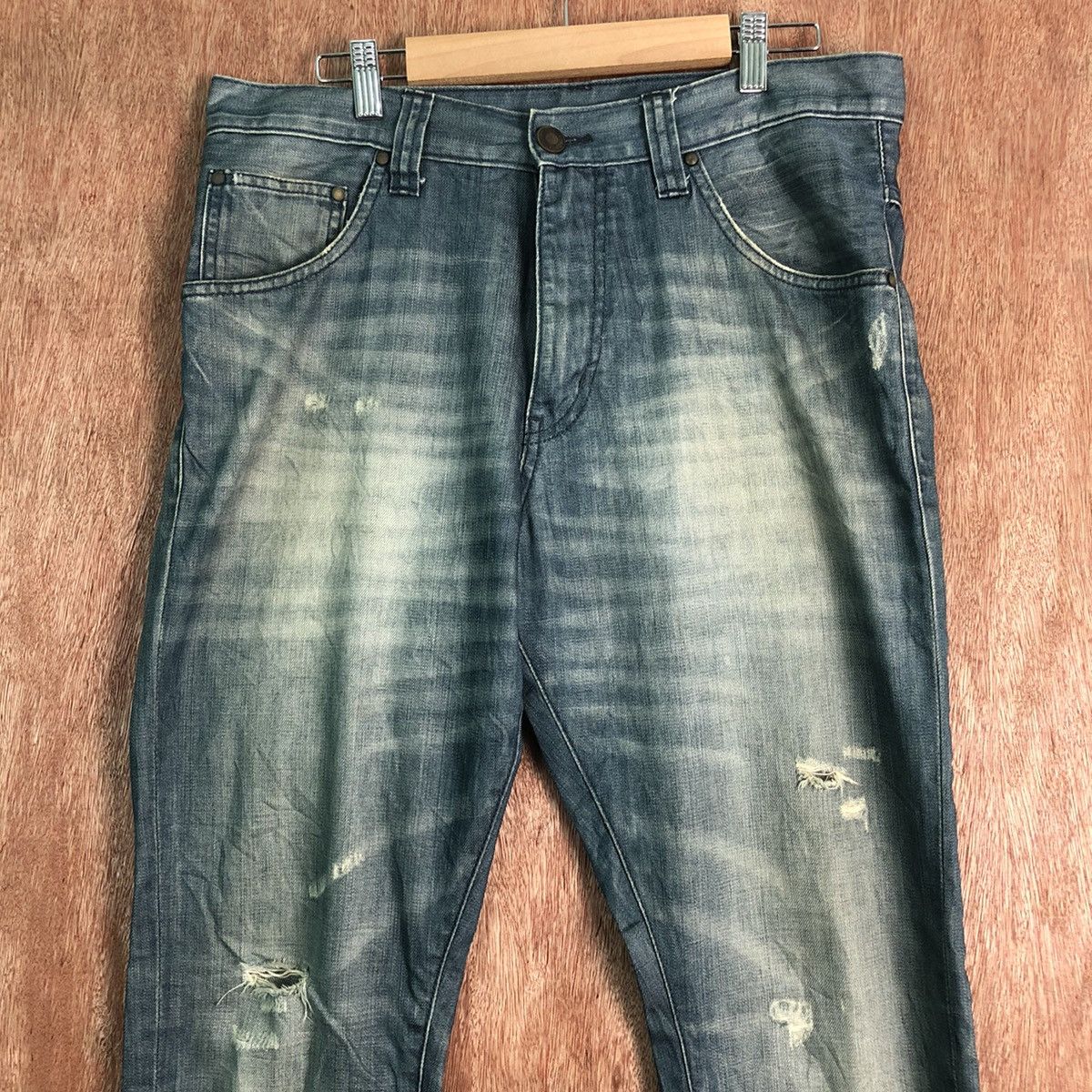 Vintage DLL Japan UJ blue distressed Denim Pants #c159 Size US 32 / EU 48 - 2 Thumbnail
