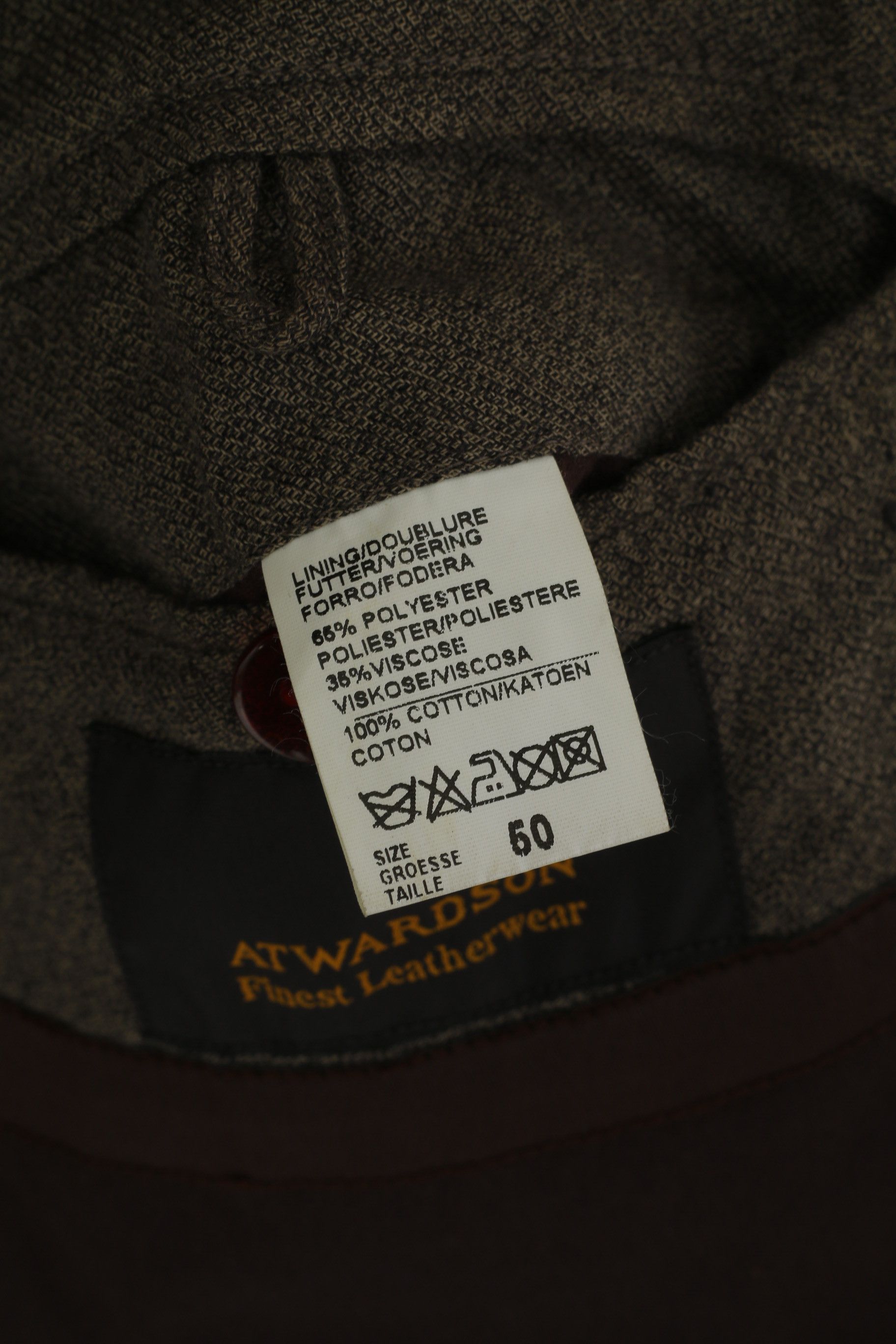 Vintage Atwardson Finest Men 50 XXL Jacket Dark Brown Leather 4913 Size US XXL / EU 58 / 5 - 7 Thumbnail