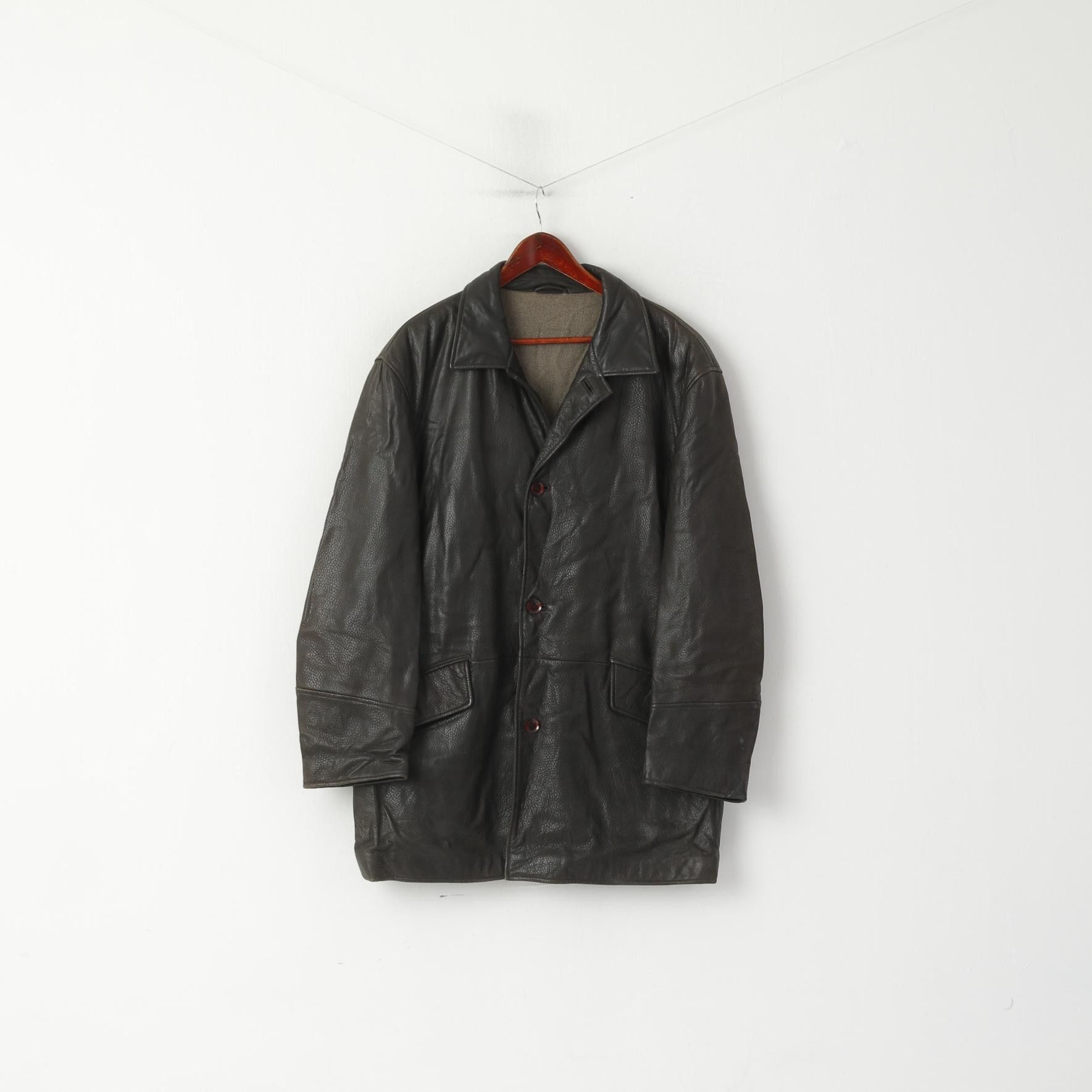 Vintage Atwardson Finest Men 50 XXL Jacket Dark Brown Leather 4913 Size US XXL / EU 58 / 5 - 1 Thumbnail