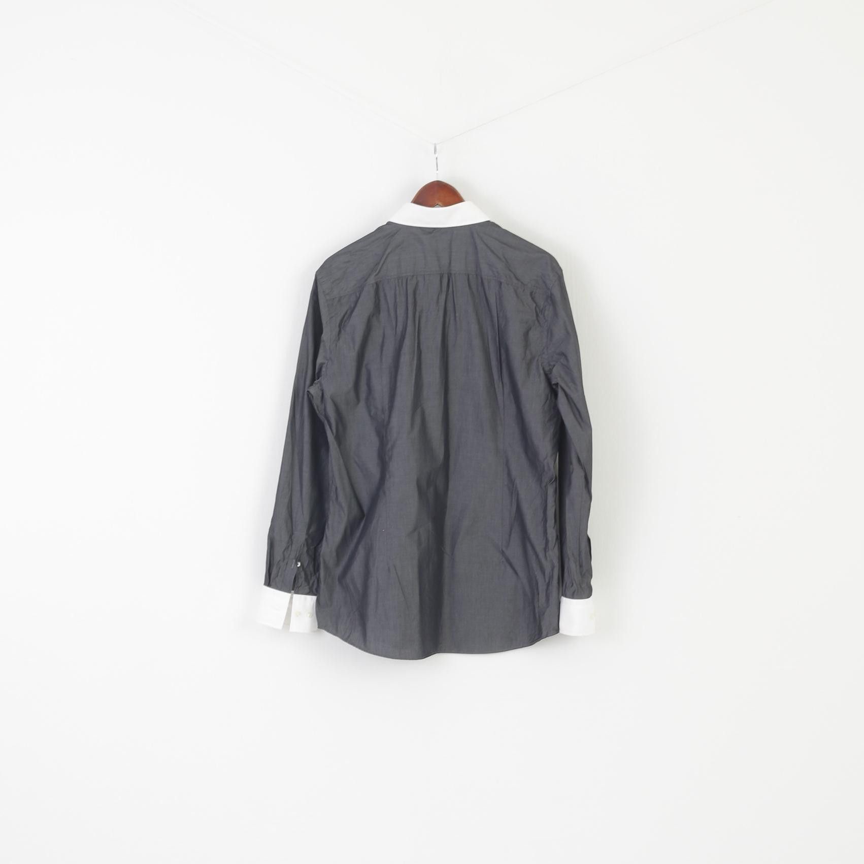 Hugo Boss Hugo Boss Men 44 17.5 L Casual Shirt Gray Cotton 5371 Size US L / EU 52-54 / 3 - 7 Thumbnail