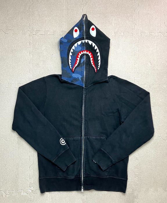 Bape hoodie half camo best sale half black