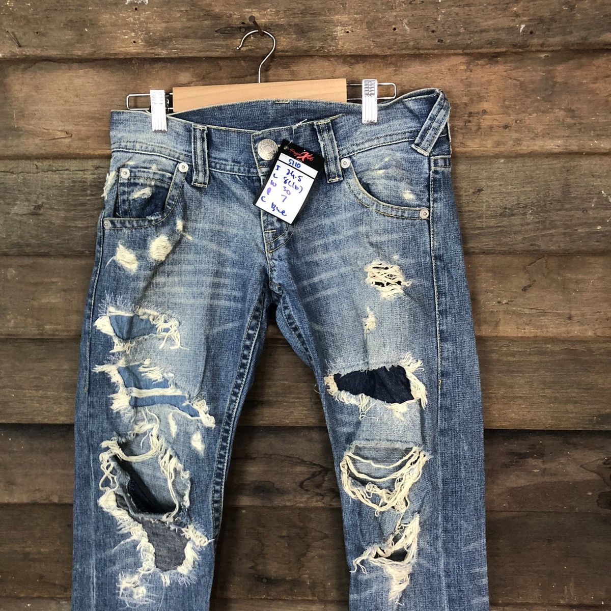 Hypebeast DL Hpim Pink vintage ripped Distressed Denim Pants #5110 Size 30" / US 8 / IT 44 - 2 Thumbnail