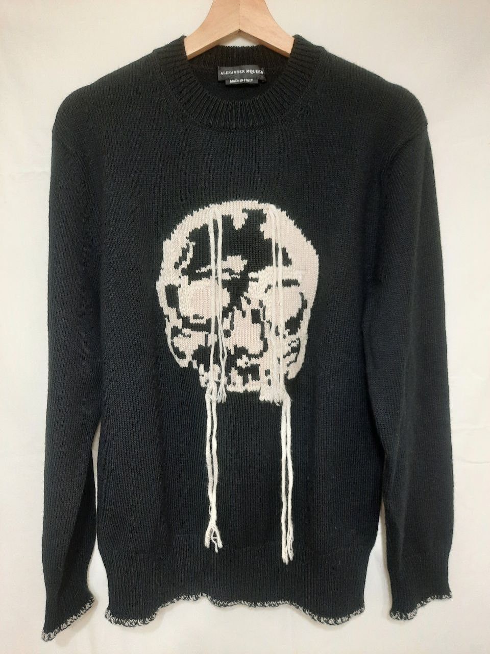 image of Alexander Mcqueen Skull Intarsia Knit Sweater in Black White, Men's (Size XS)