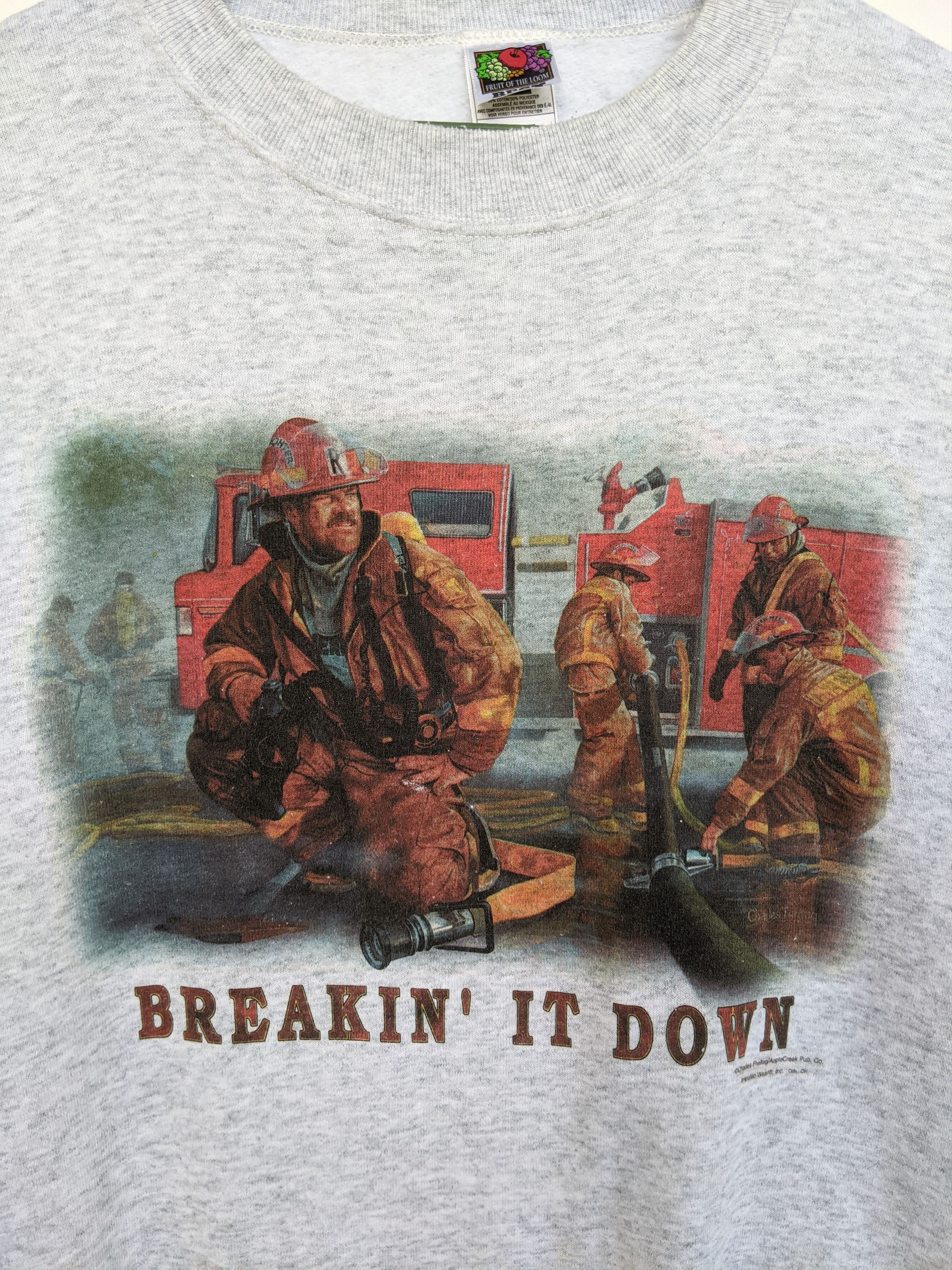 Fruit Of The Loom Vintage Fire Fighter Sweatshirt/Size XL Size US XL / EU 56 / 4 - 3 Thumbnail