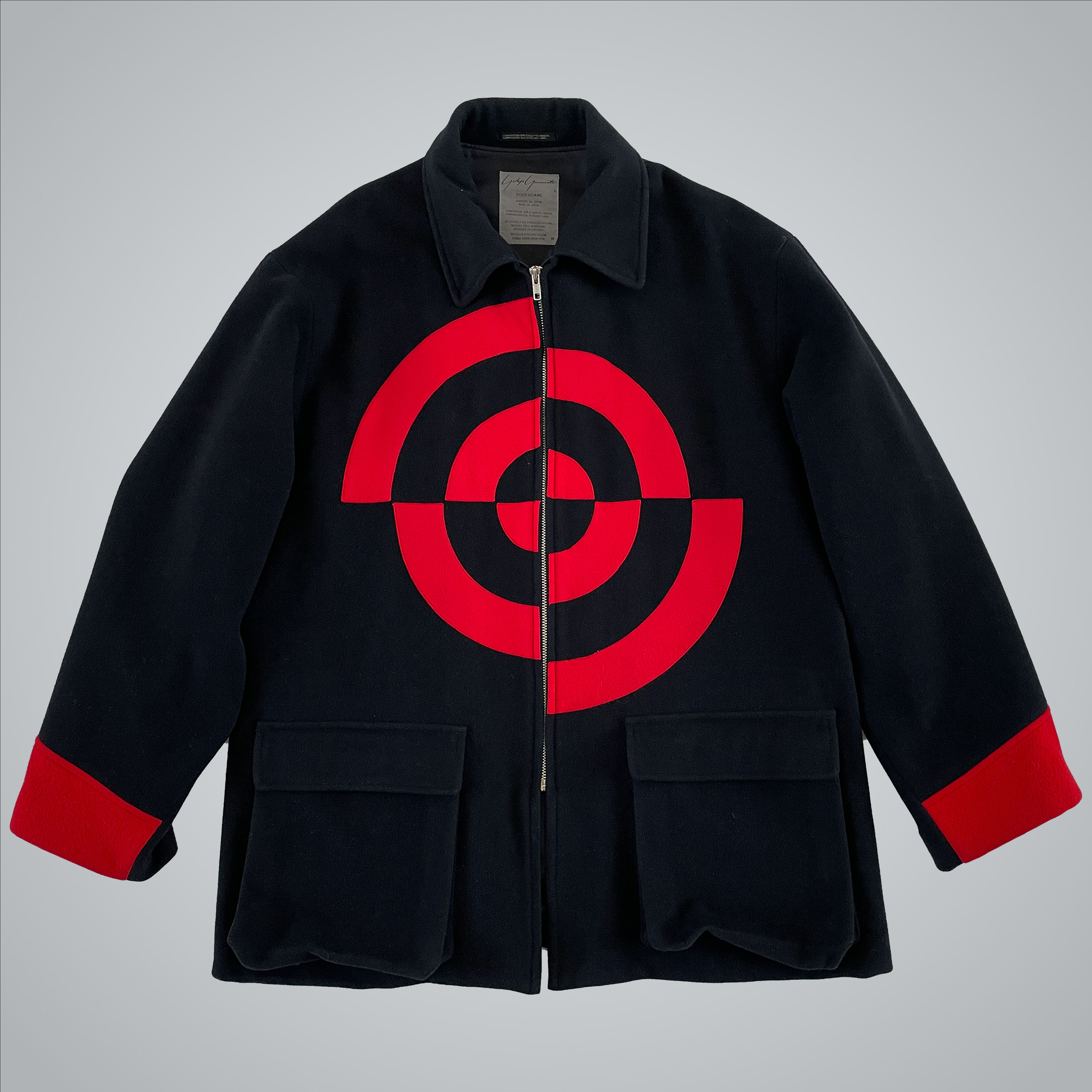 image of Yohji Yamamoto "don't Shoot" Coat (Aw90) in Black/Red, Men's (Size Large)