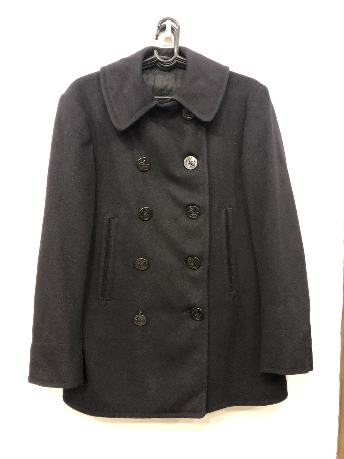 image of Made In USA x USN Vintage Usn Heavy Coat Jacket World War in Black, Men's (Size Medium)