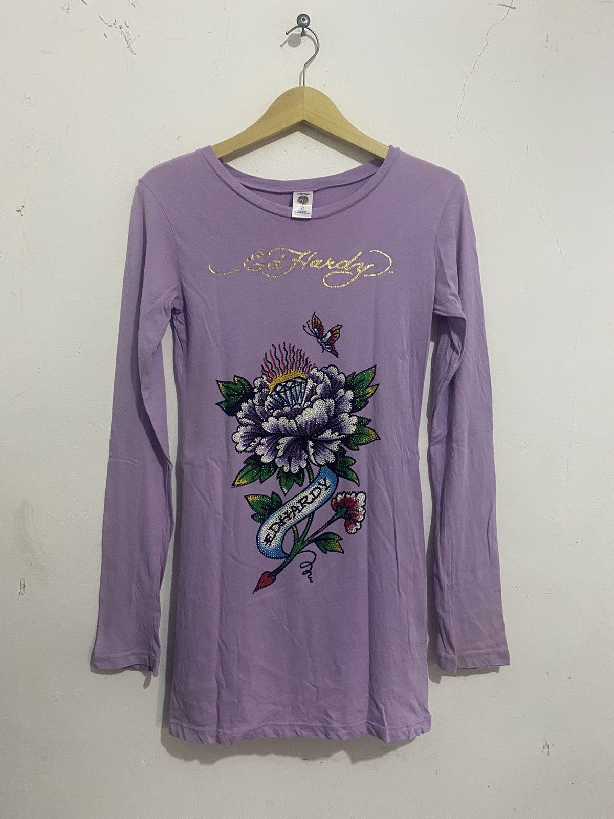 Christian Audigier 🖤BLACKFRIDAY🖤Ed Hardy Flower Longsleeve Mesh Shirt Size M / US 6-8 / IT 42-44 - 1 Thumbnail