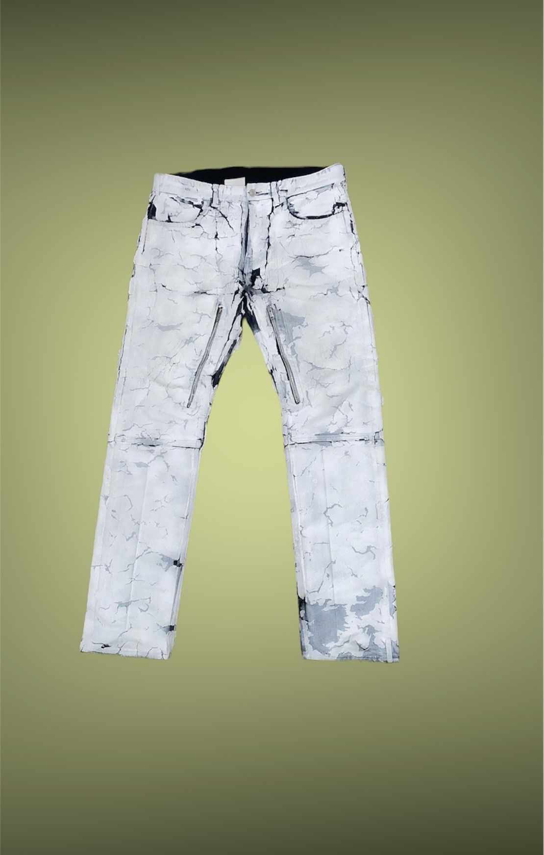 image of Givenchy Painted Denim With Zippers in White, Men's (Size 32)
