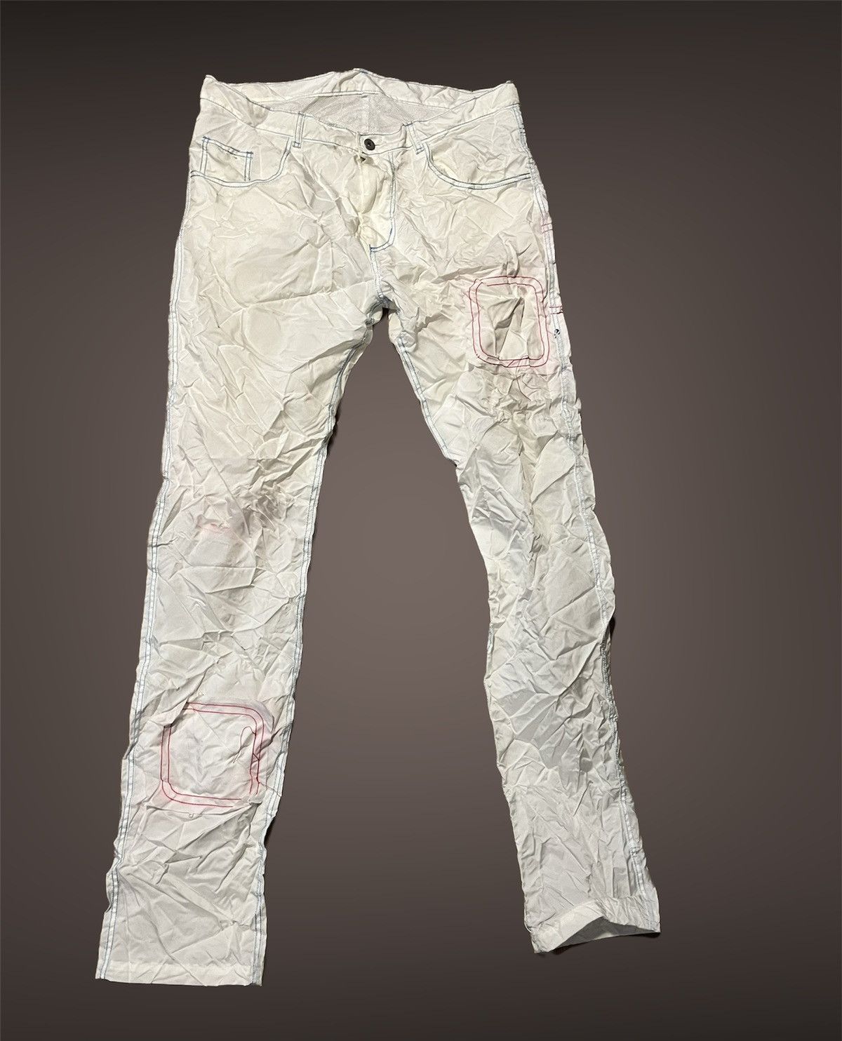 image of Kanghyuk Airbag Shrink Trousers in White, Men's (Size 34)