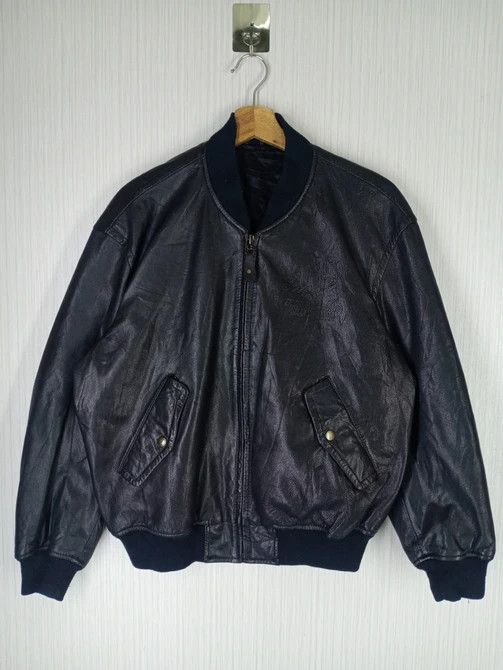 Japanese Brand Rare Goatskin Leather Scoop Boys Big Logo BomberJacket Size US M / EU 48-50 / 2 - 1 Thumbnail