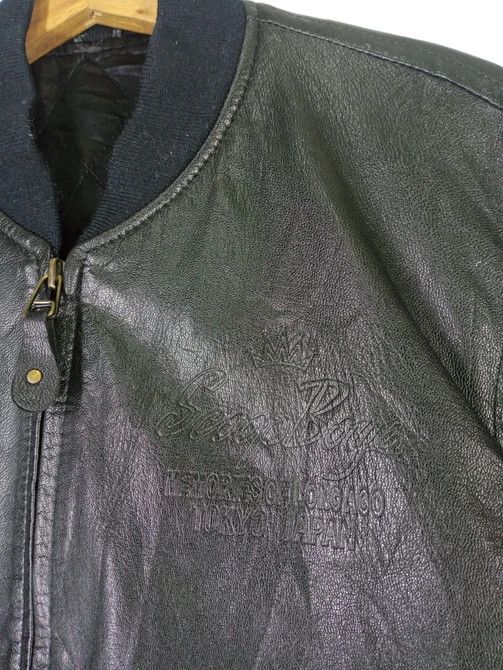 Japanese Brand Rare Goatskin Leather Scoop Boys Big Logo BomberJacket Size US M / EU 48-50 / 2 - 7 Thumbnail