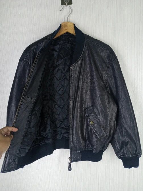 Japanese Brand Rare Goatskin Leather Scoop Boys Big Logo BomberJacket Size US M / EU 48-50 / 2 - 3 Thumbnail