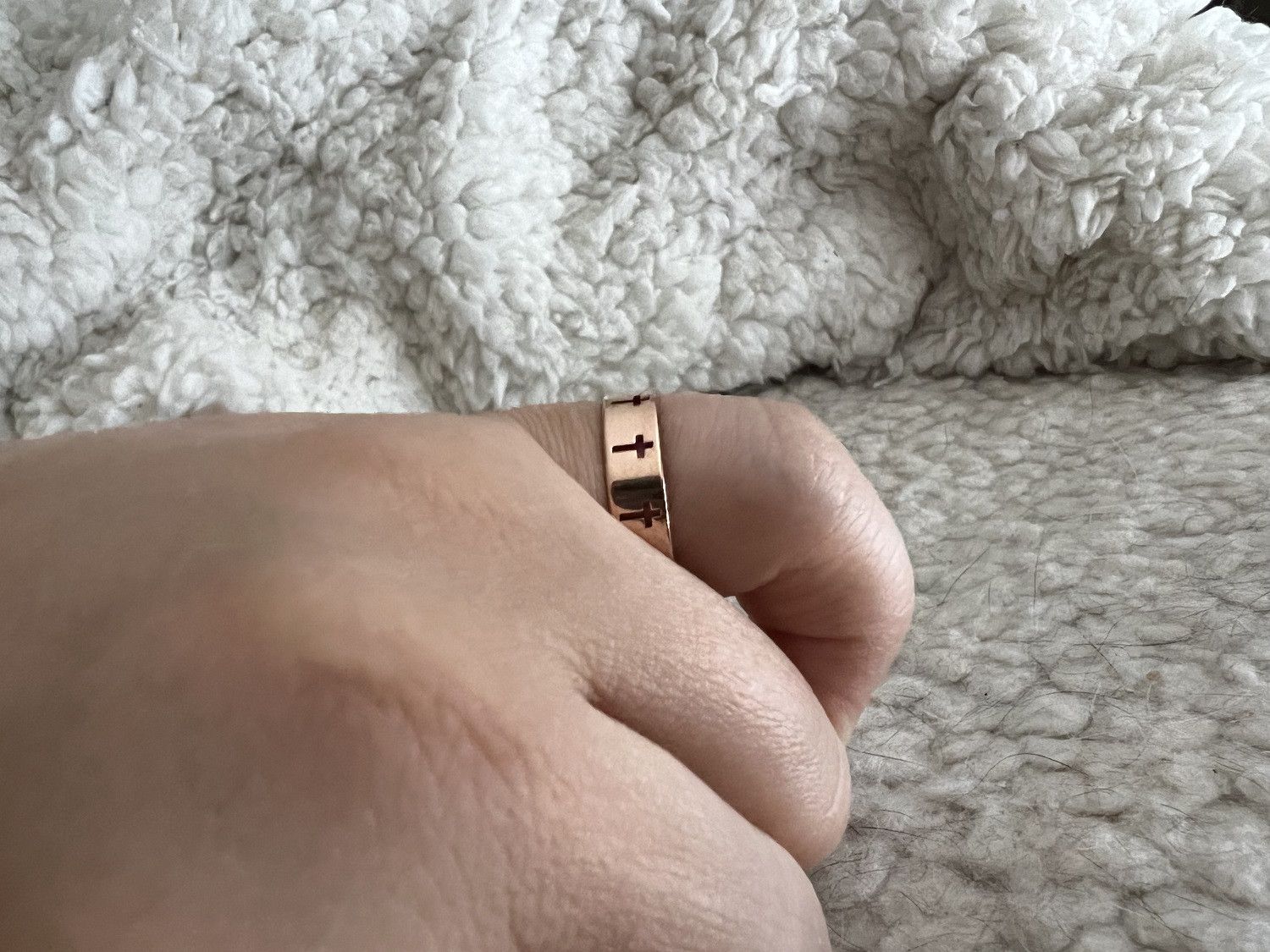 Jewelry Rose Gold Cross stainless steel ring - size 7.5 Size ONE SIZE - 5 Thumbnail