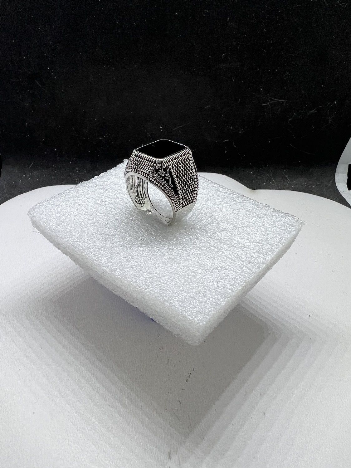 Silver Black CZ Tibetan Silver Ring - Size 7.75 Size ONE SIZE - 2 Preview