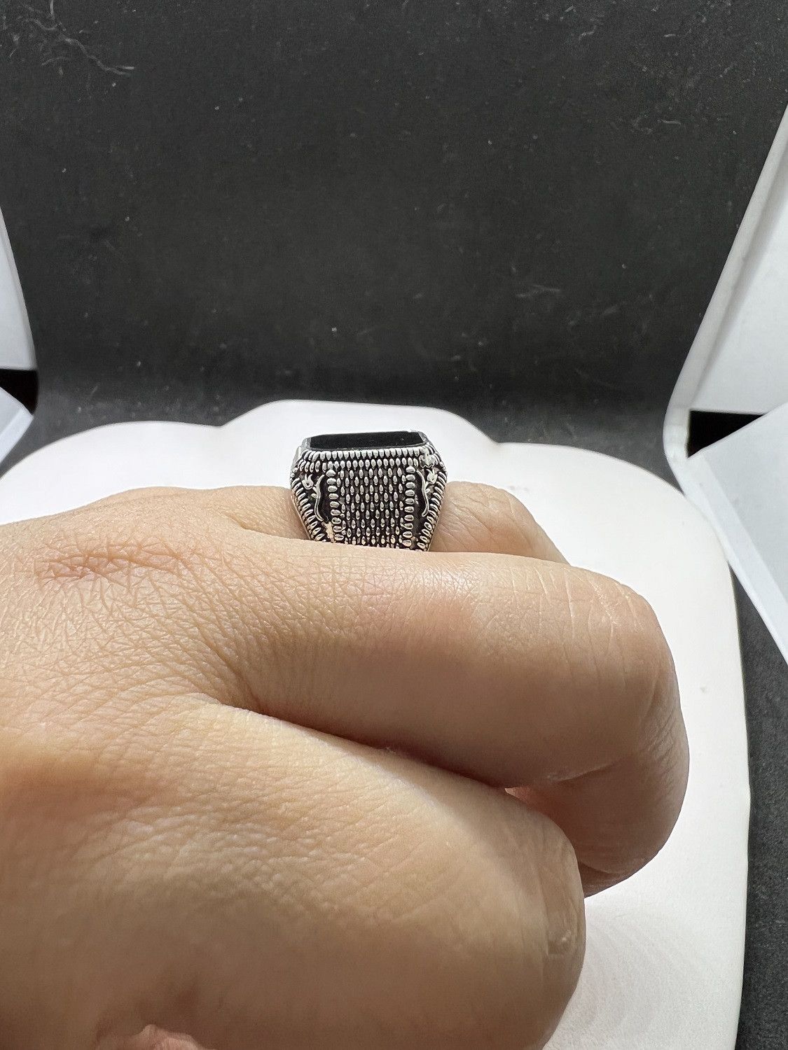 Silver Black CZ Tibetan Silver Ring - Size 7.75 Size ONE SIZE - 6 Preview