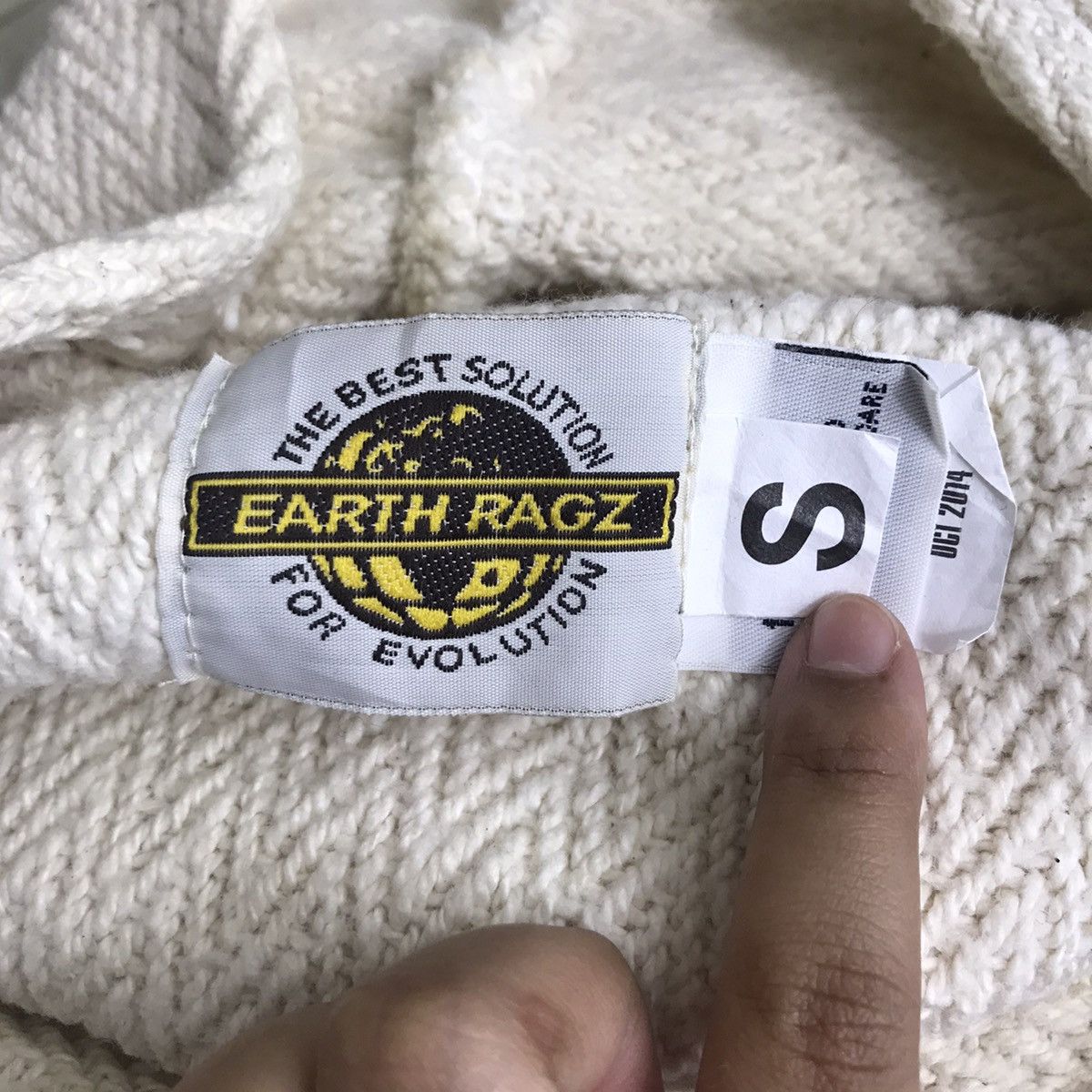 Earth Ragz × Vintage EARTH RAGZ Knitwear Cream Hoodie Size US S / EU 44-46 / 1 - 4 Thumbnail