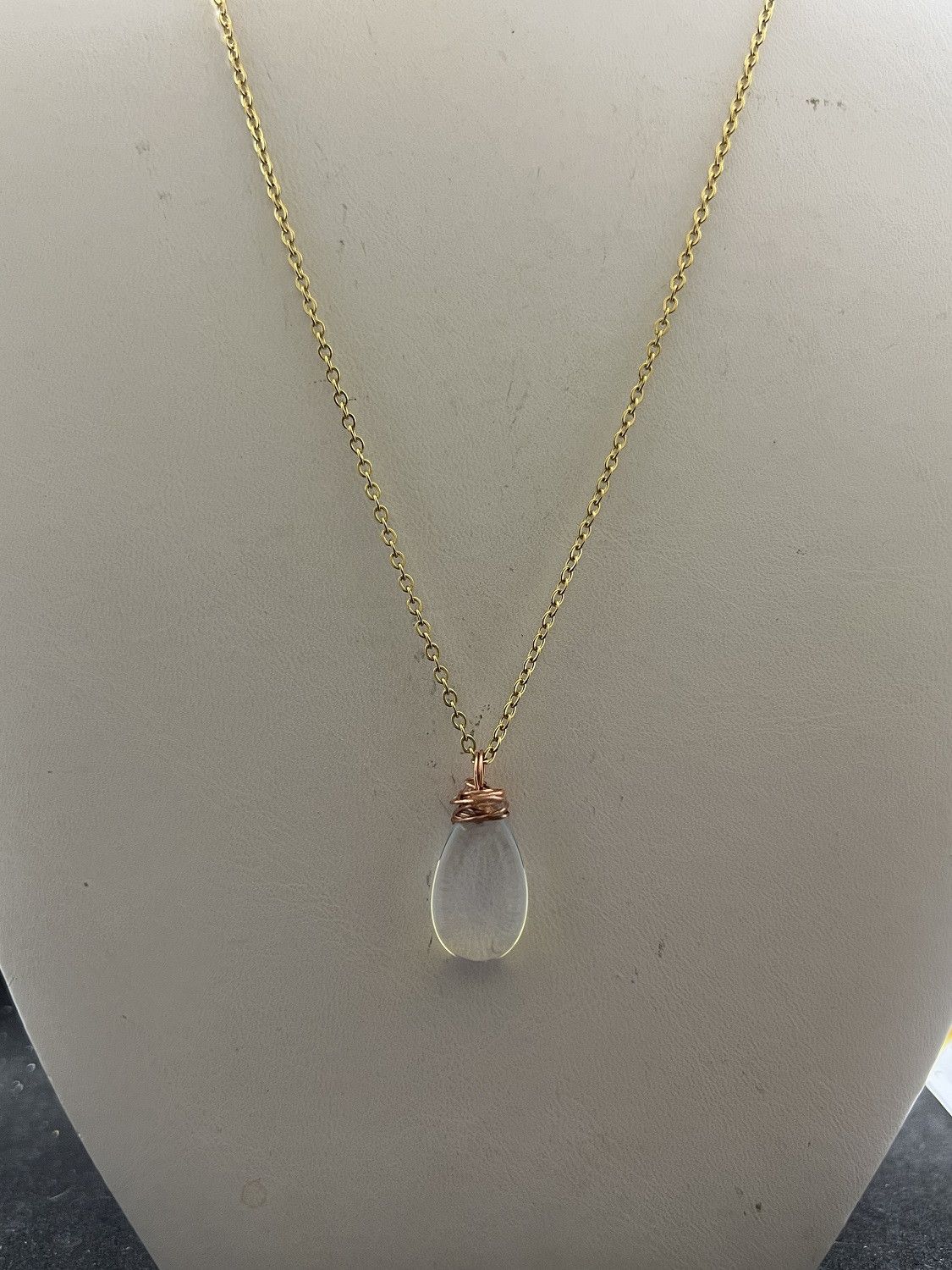 Handmade Opalite Drop Gold Chain Necklace Size ONE SIZE - 1 Thumbnail