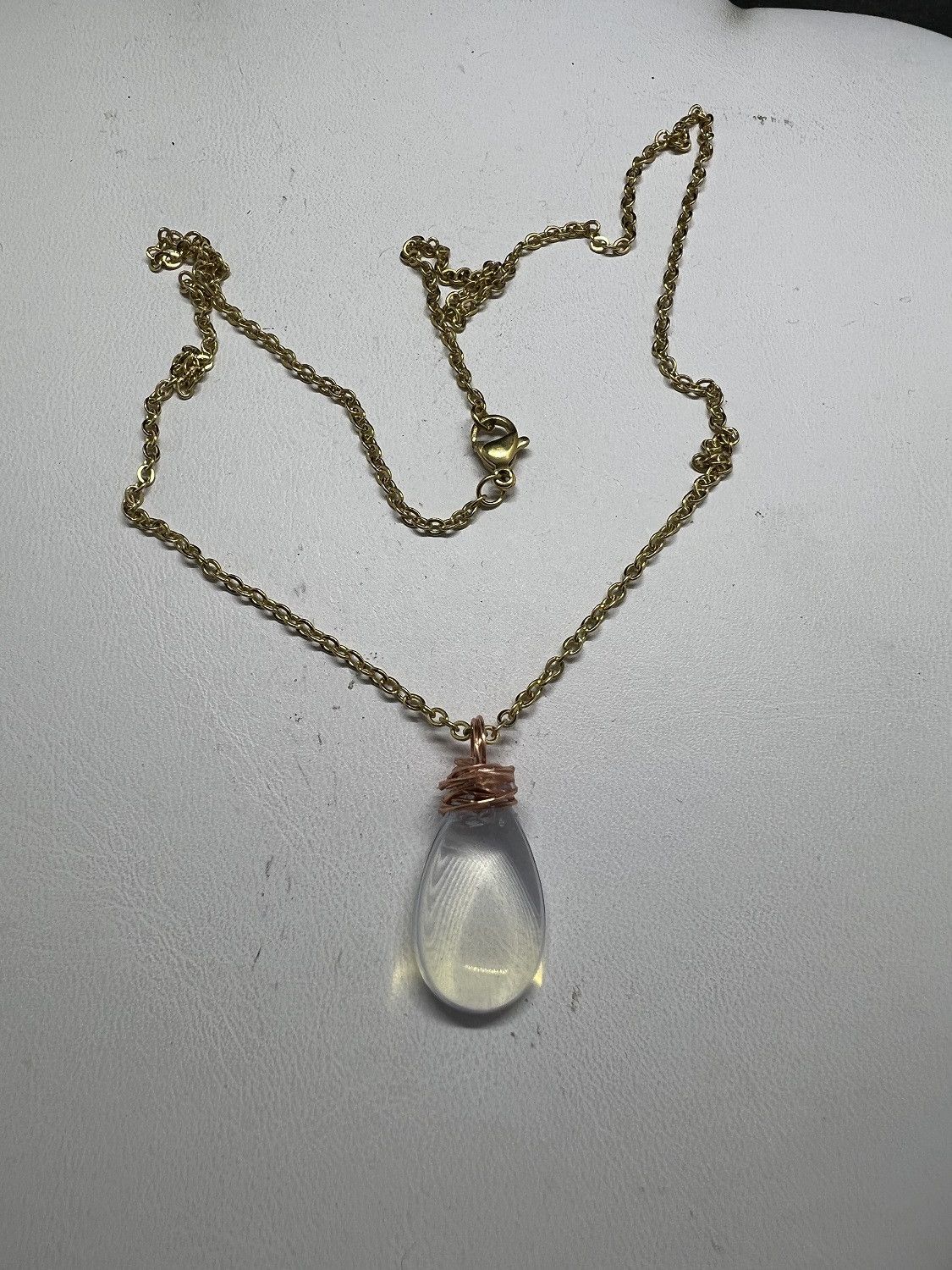Handmade Opalite Drop Gold Chain Necklace Size ONE SIZE - 4 Thumbnail