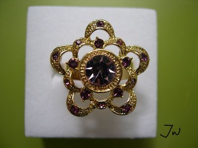 Jewelry Purple Crystal Golden Ring - Size 6.5 Size ONE SIZE - 1 Thumbnail