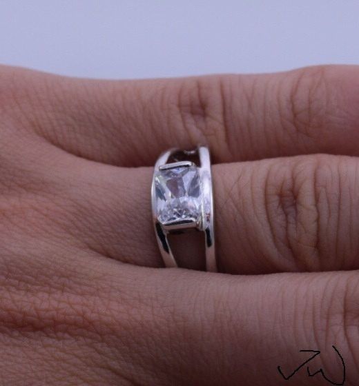 Jewelry Square CZ 18KT White Gold Plated Ring - Size 6.5 Size ONE SIZE - 5 Thumbnail