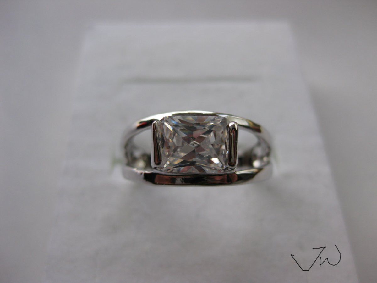 Jewelry Square CZ 18KT White Gold Plated Ring - Size 6.5 Size ONE SIZE - 1 Thumbnail
