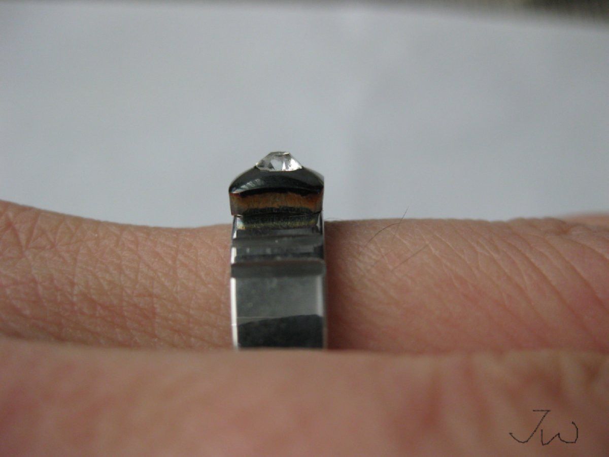 Jewelry CZ Square Stainless Steel Ring - size 9.5 Size ONE SIZE - 5 Thumbnail